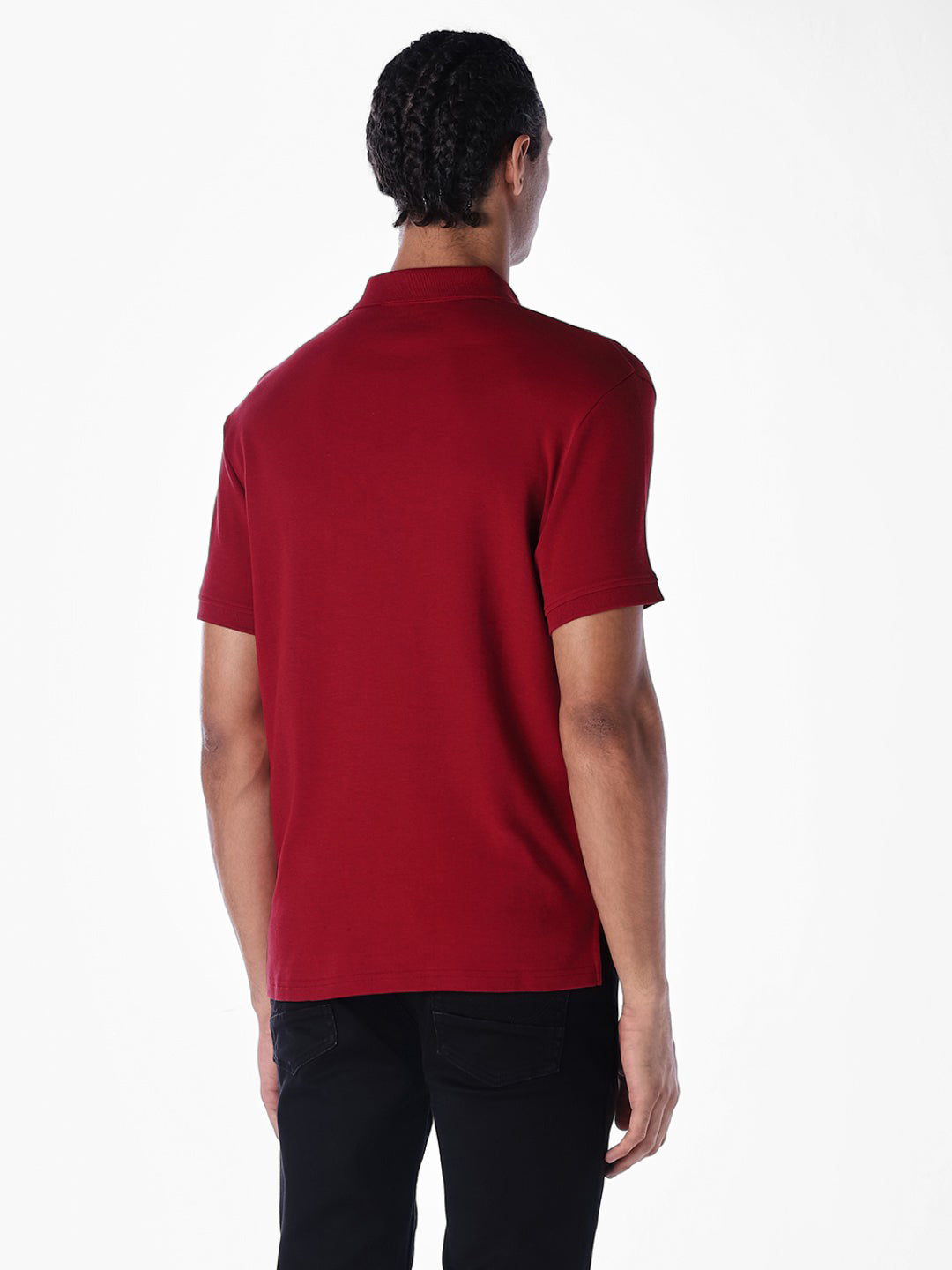 Dark Red Printed Polo