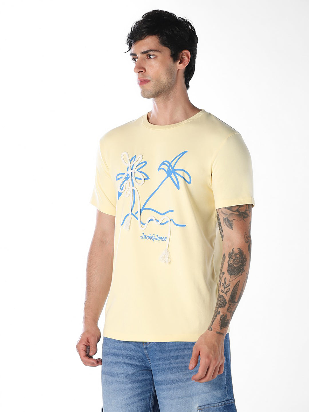 Cut & Sew Printed Cotton T-shirt