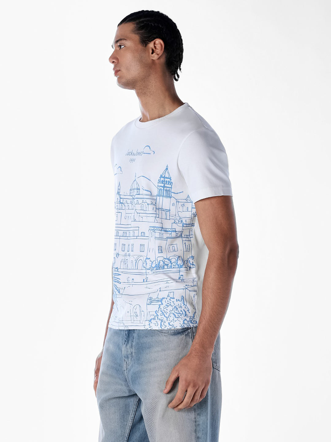 White Printed Cotton T-shirt