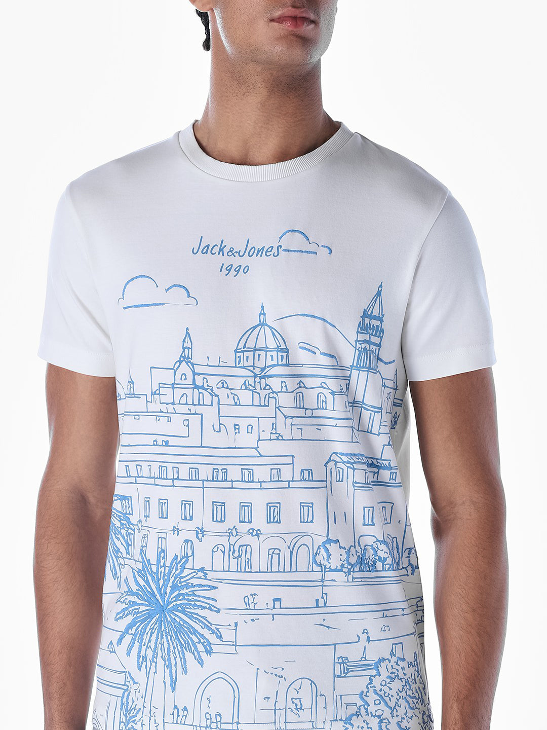 White Printed Cotton T-shirt