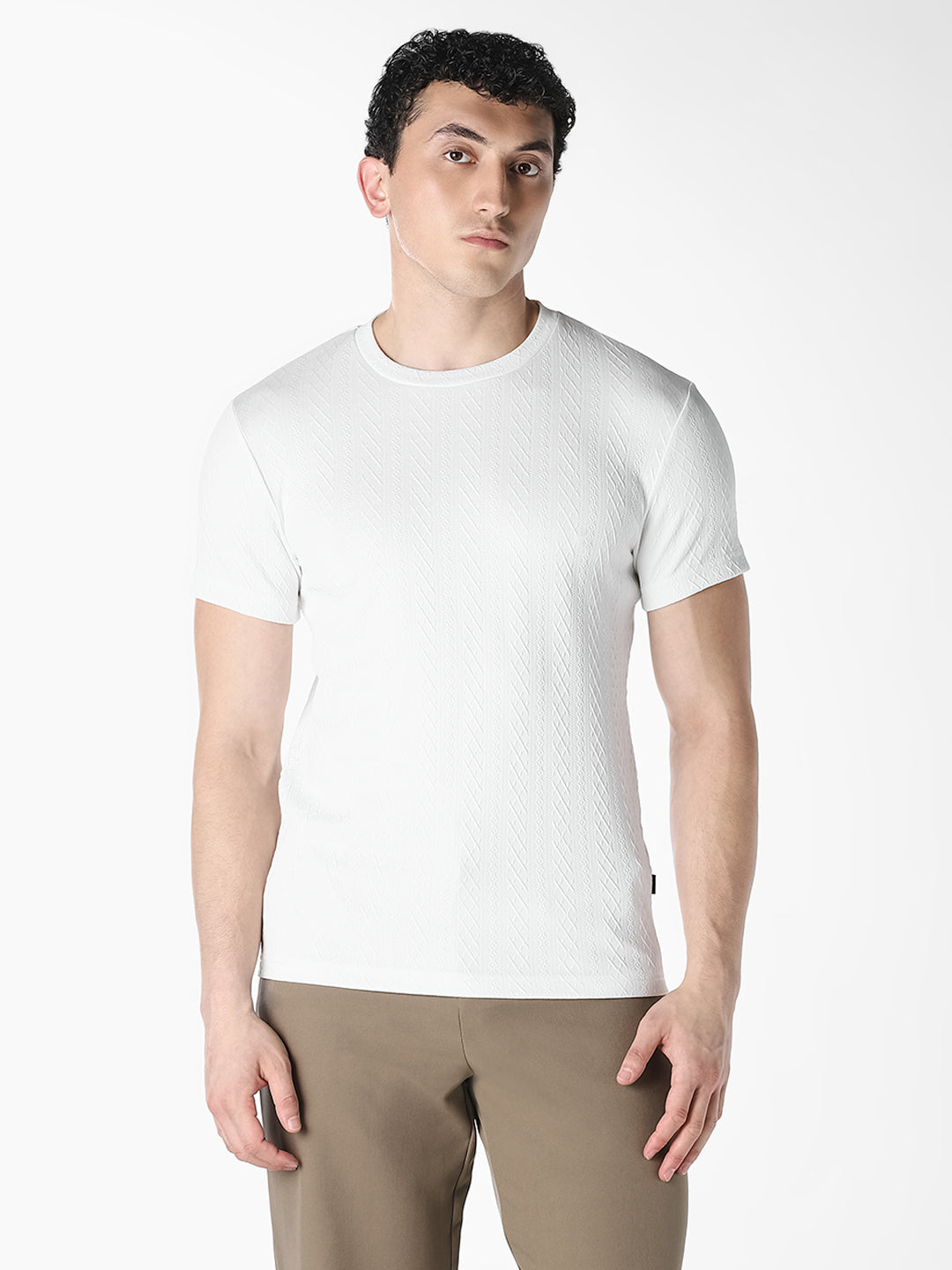 Textured Crew Neck T-shirt