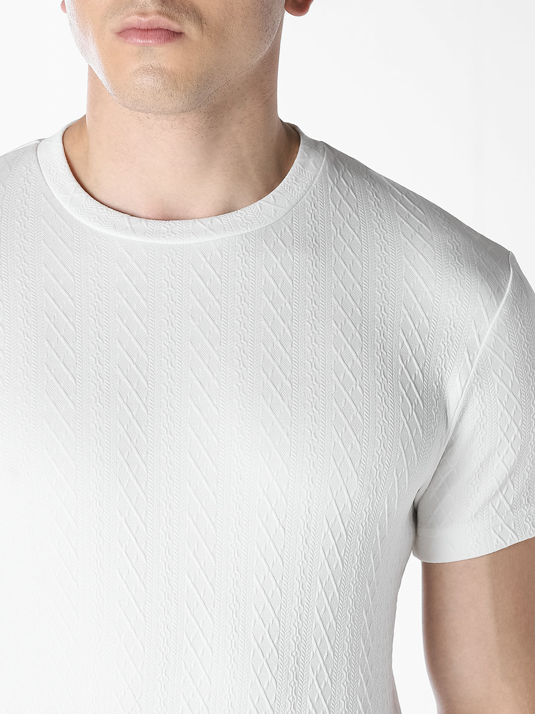 Textured Crew Neck T-shirt