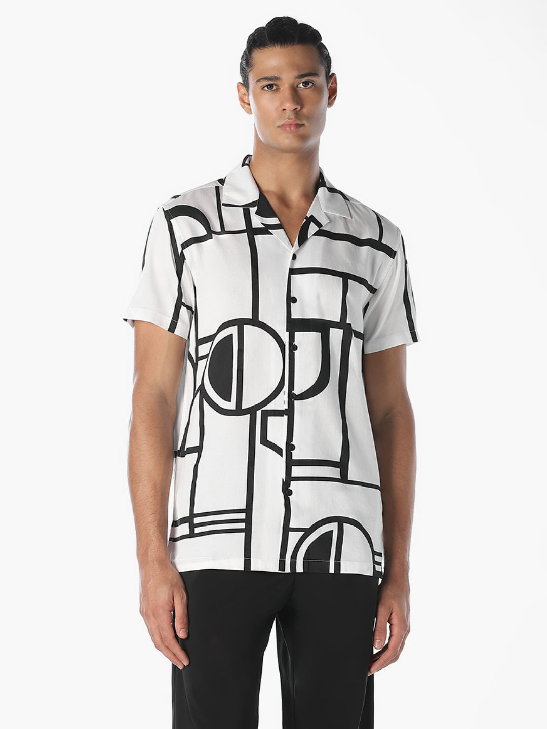 White Printed Comfort Fit Shirt