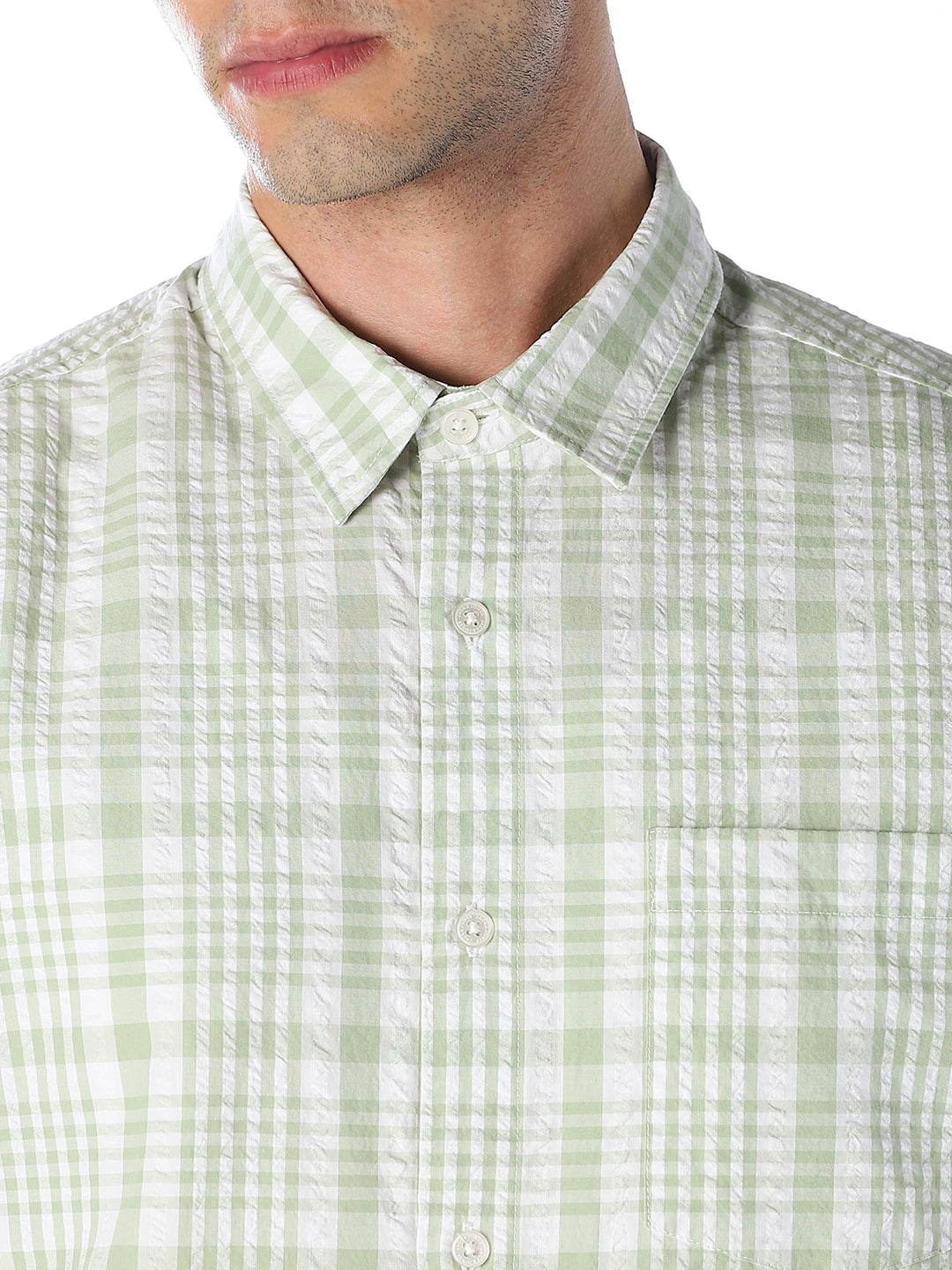 Green Striped Cotton Shirt