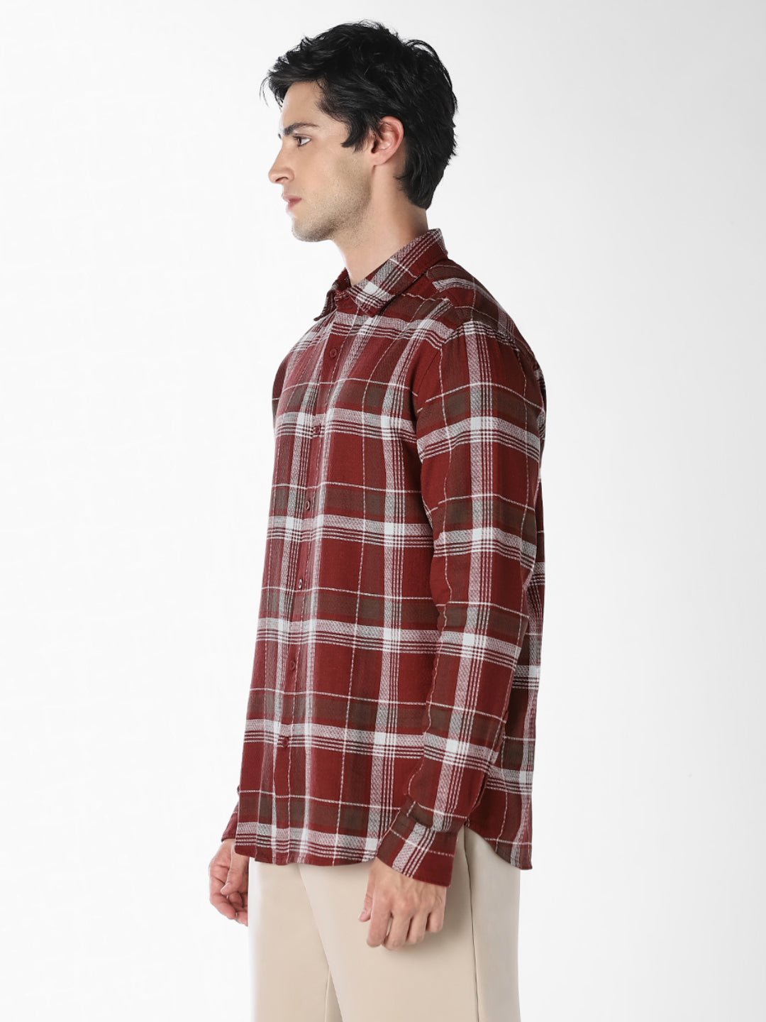 Brown Check Cotton Shirt