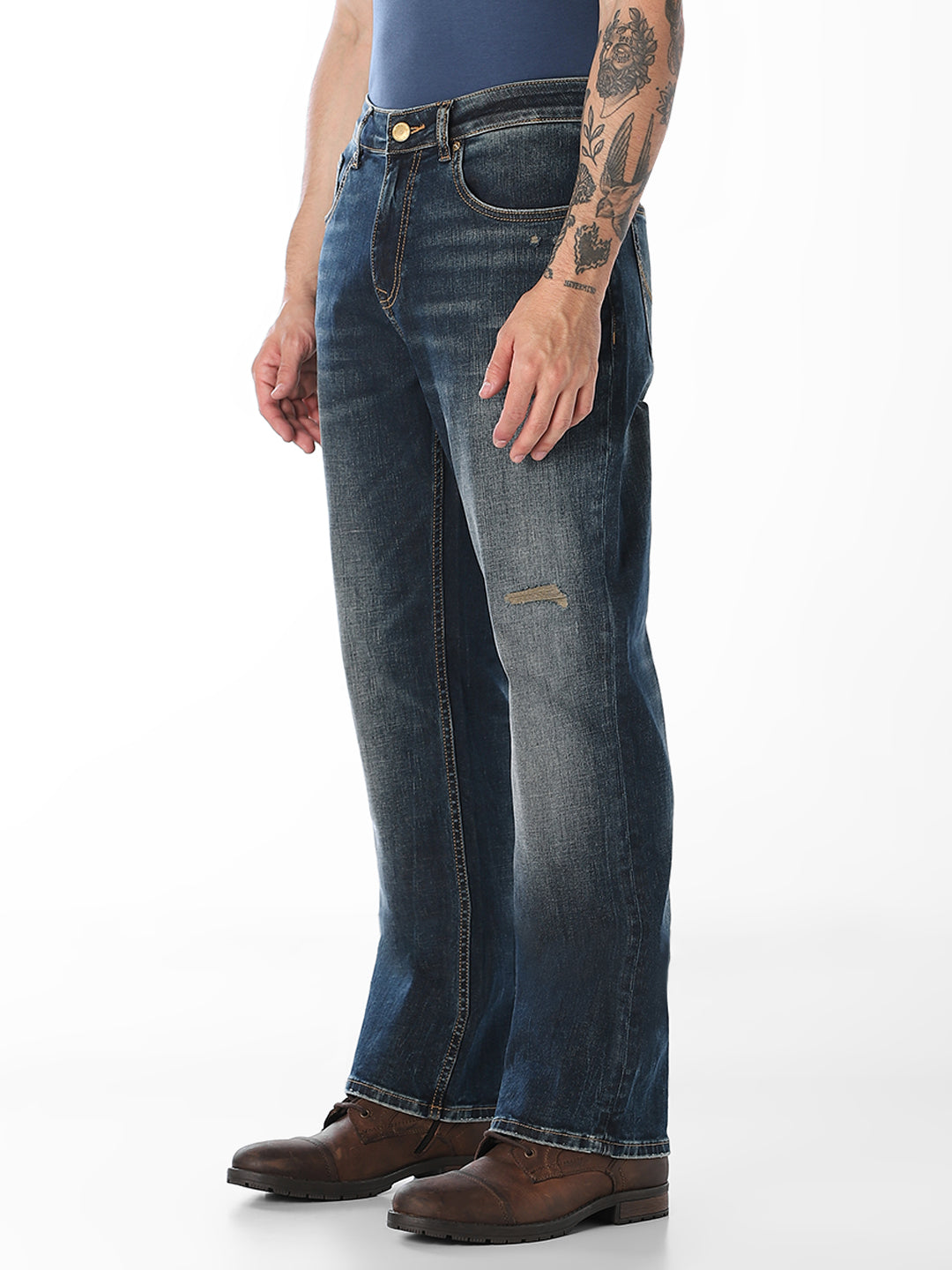 Mildly Distressed Cliff Bootcut Jeans