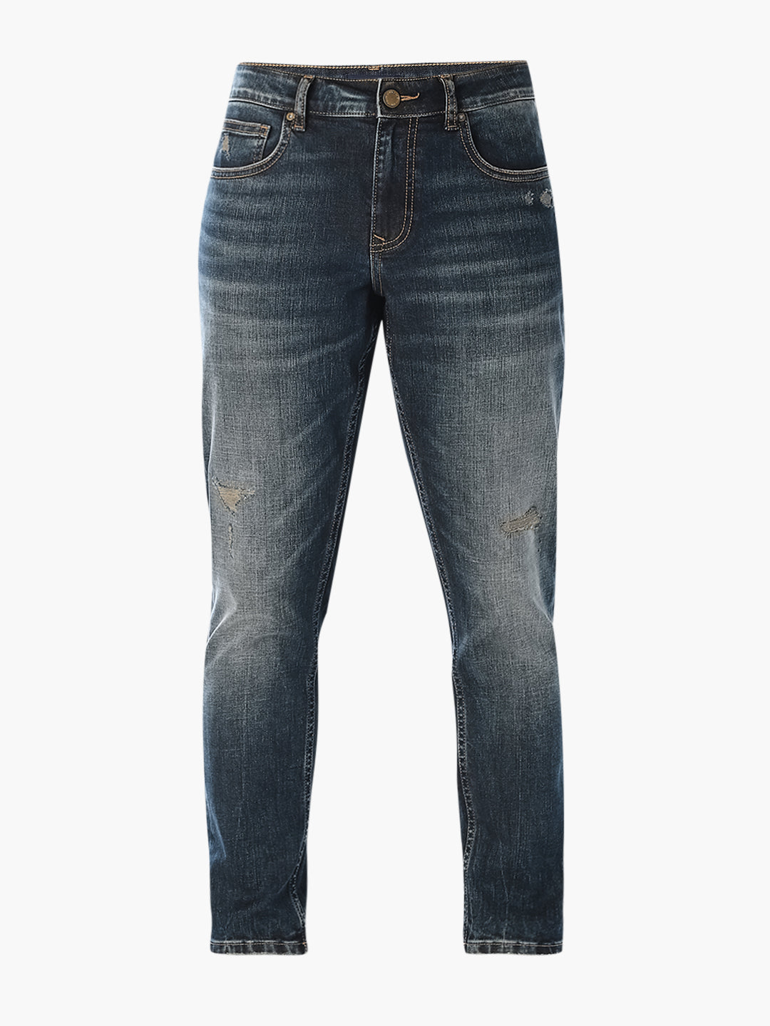 Dark Blue Cropped Brak Slim Fit Jeans