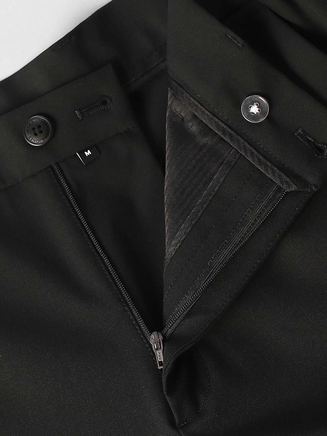 Black Cotton Blend Regular Fit Pants