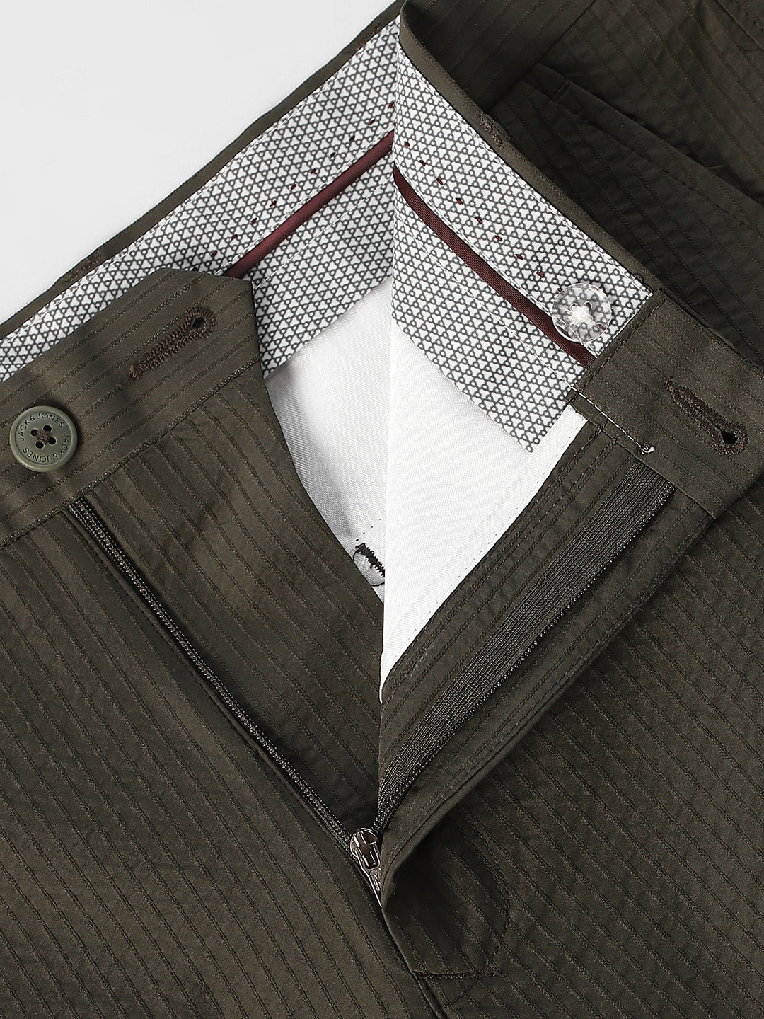 Olive Pinstripe Regular Fit Pants