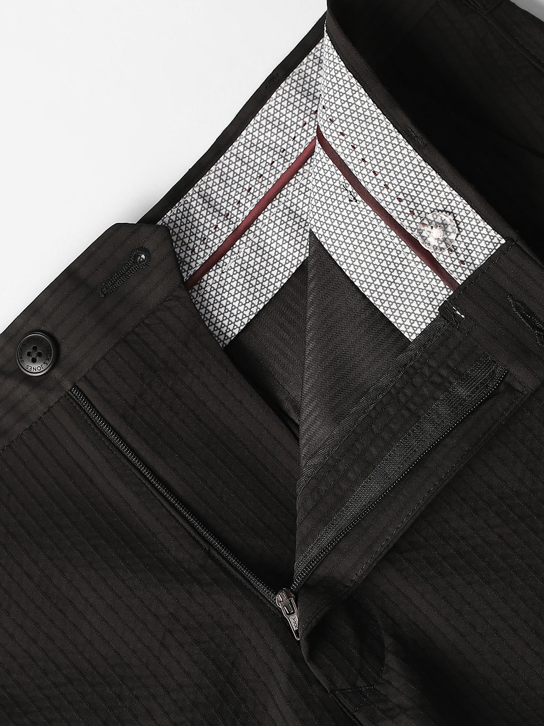 Black Pinstripe Regular Fit Pants