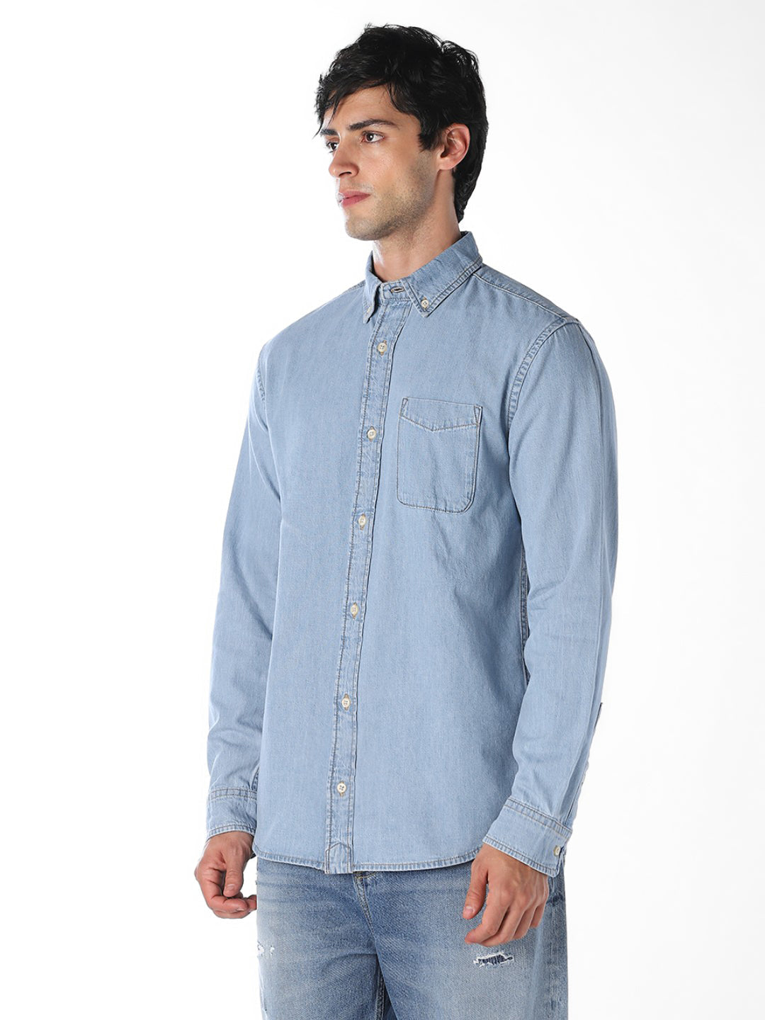 Contrast Stitch Denim Shirt