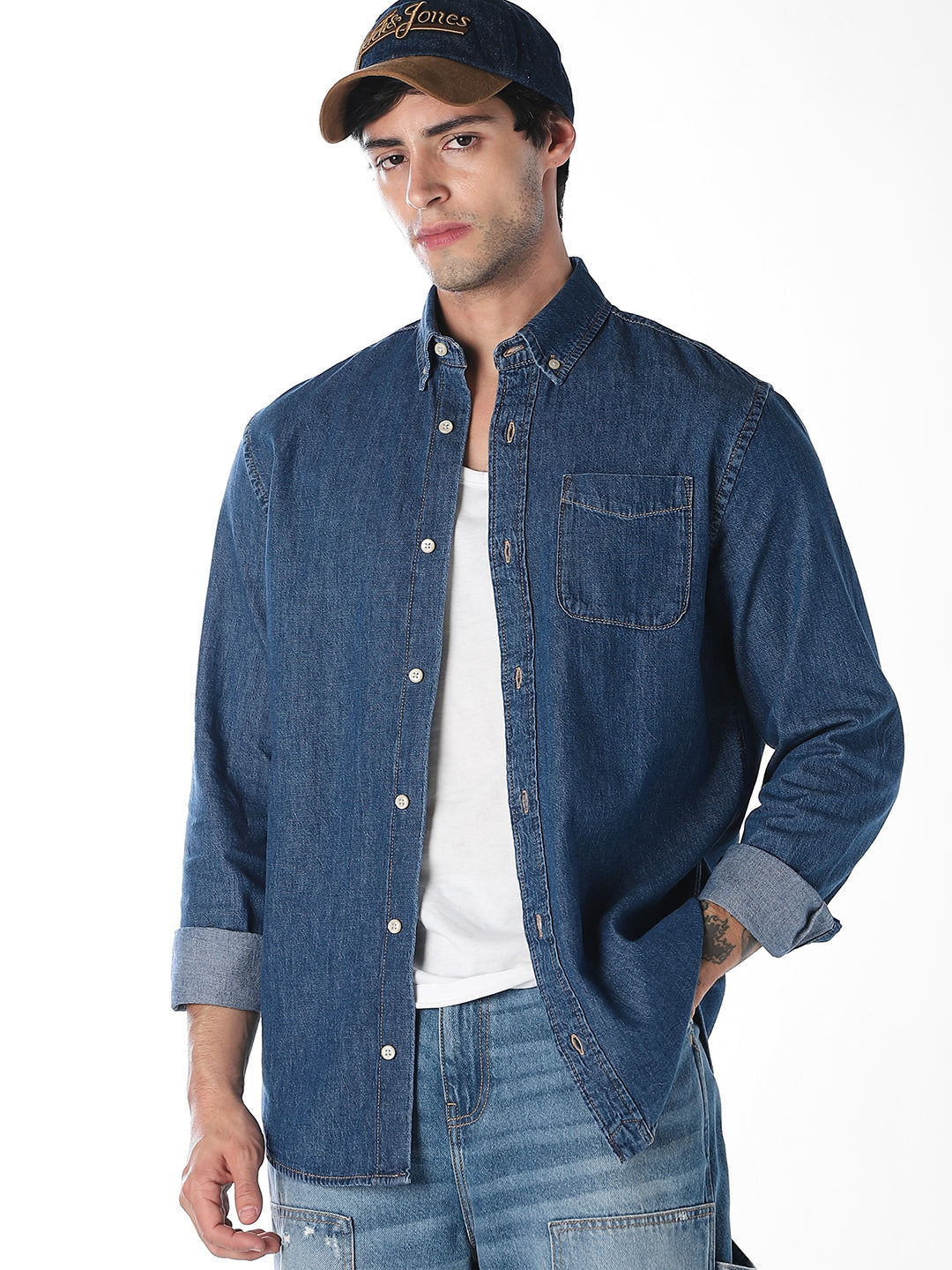 Contrast Stitch Denim Shirt