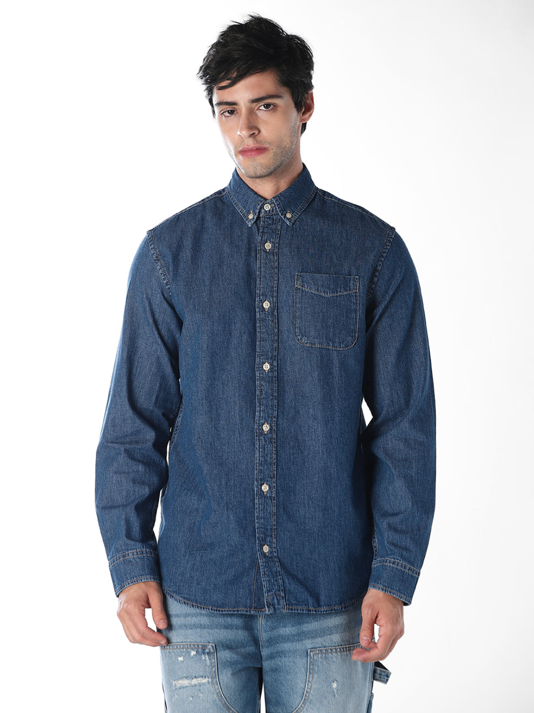 Contrast Stitch Denim Shirt