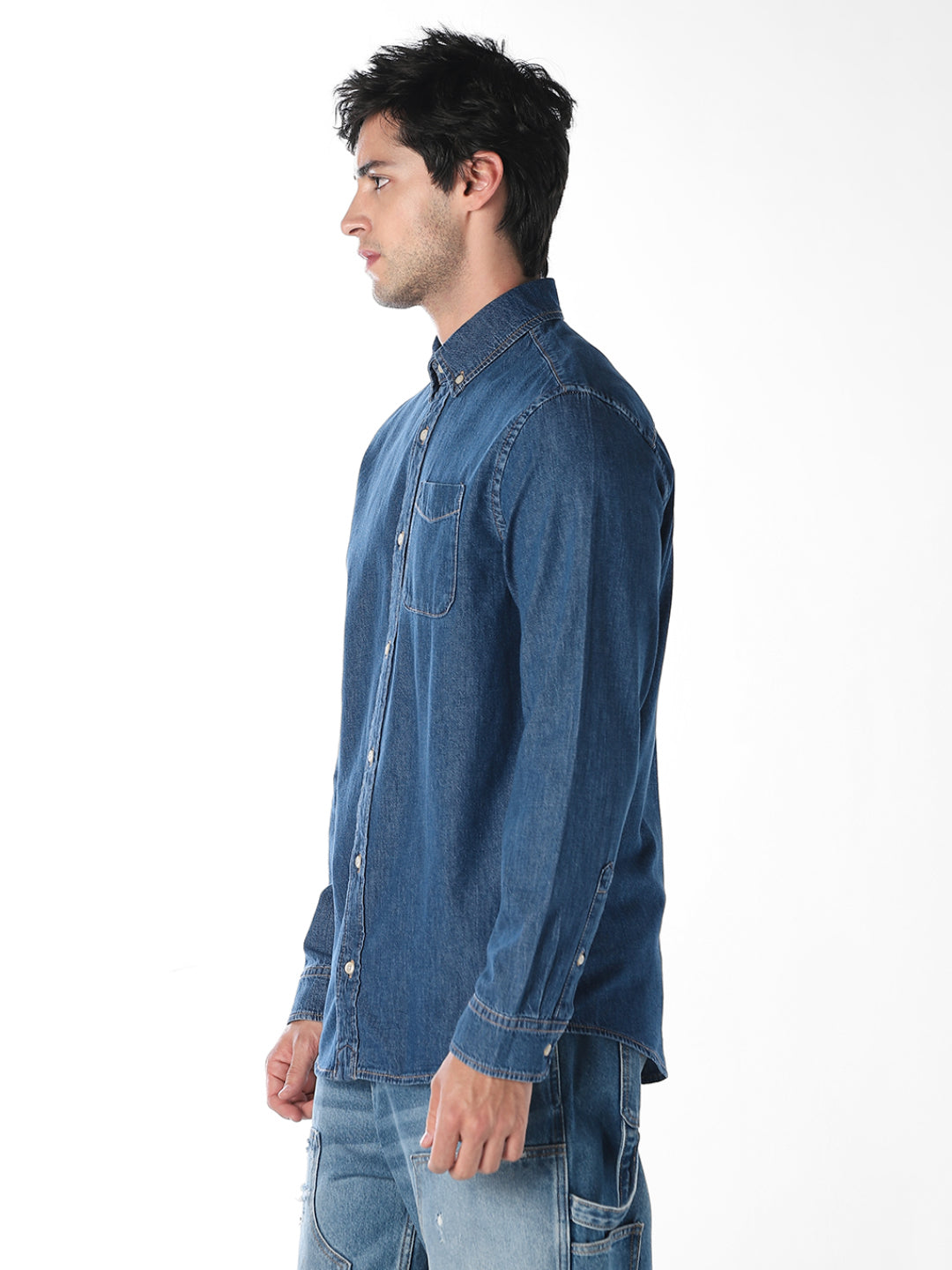 Contrast Stitch Denim Shirt