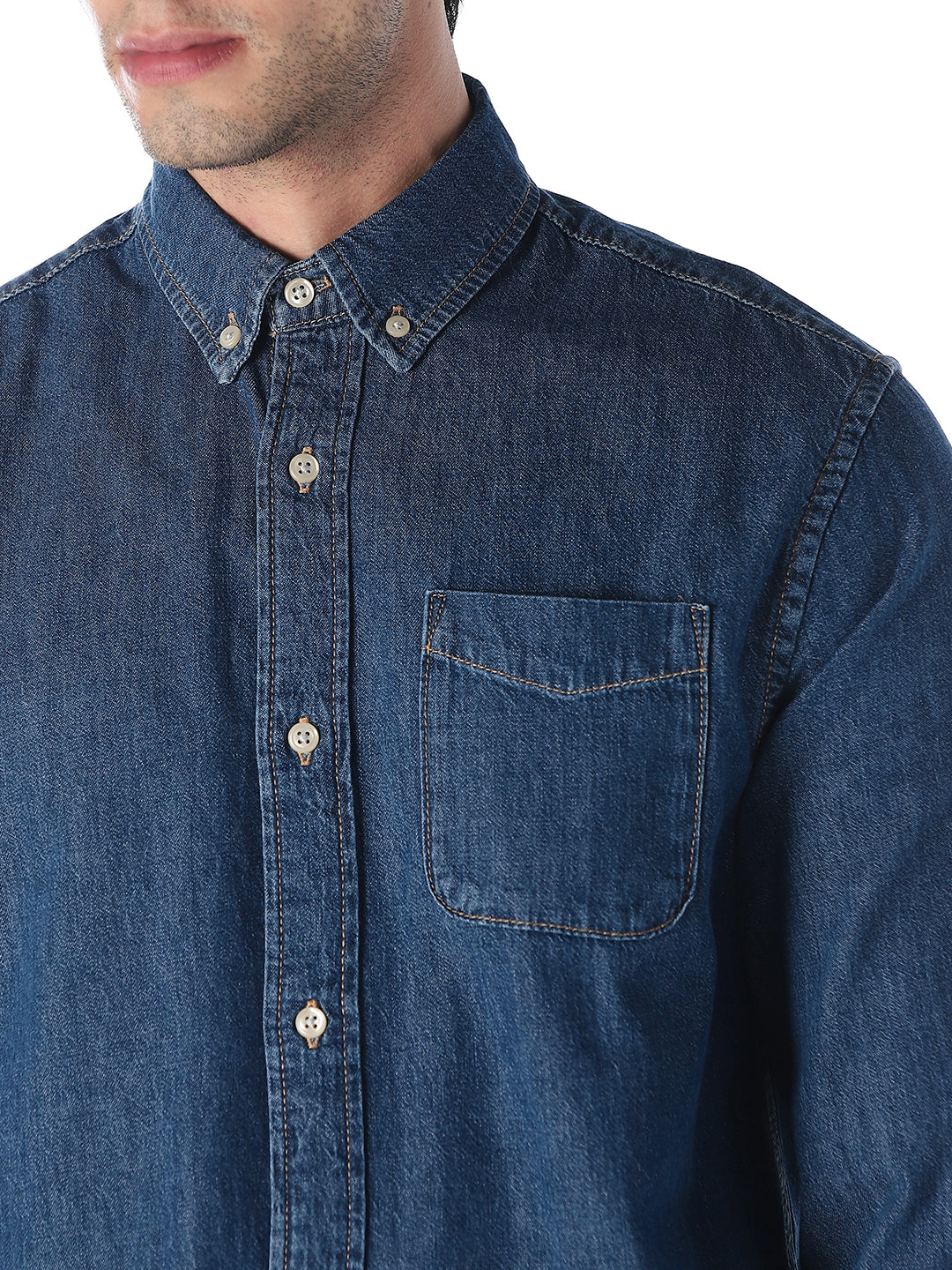 Contrast Stitch Denim Shirt