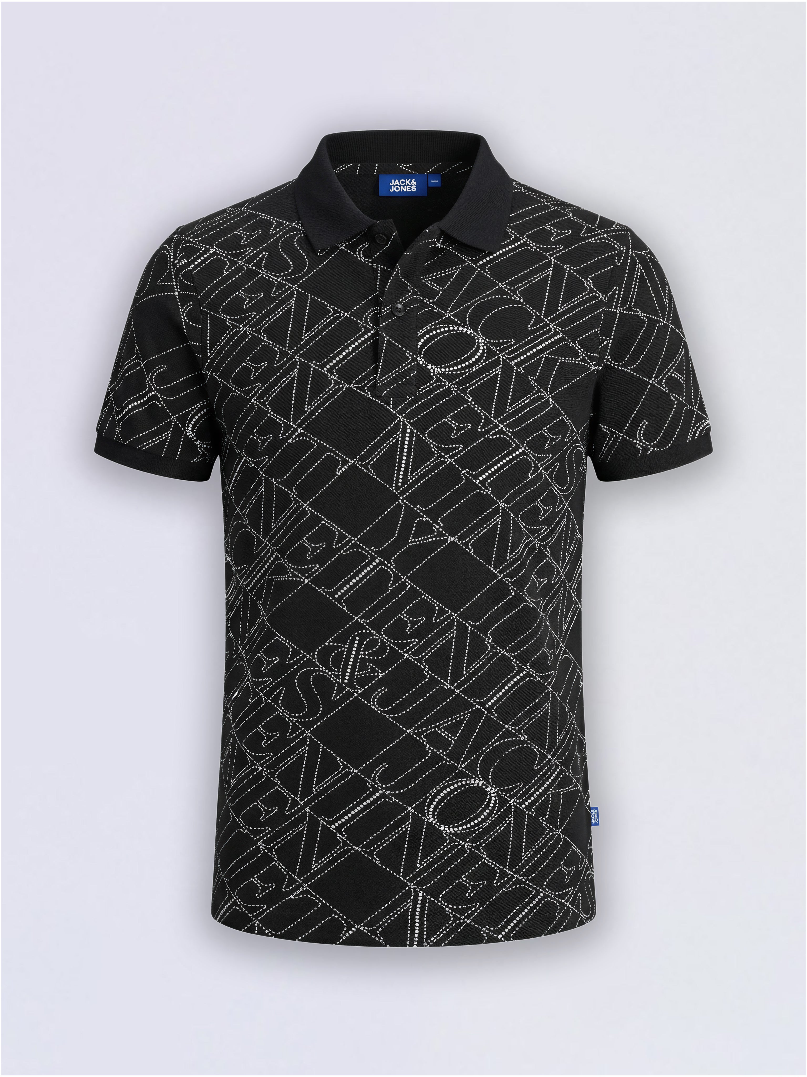 Boys Black Printed Cotton Polo