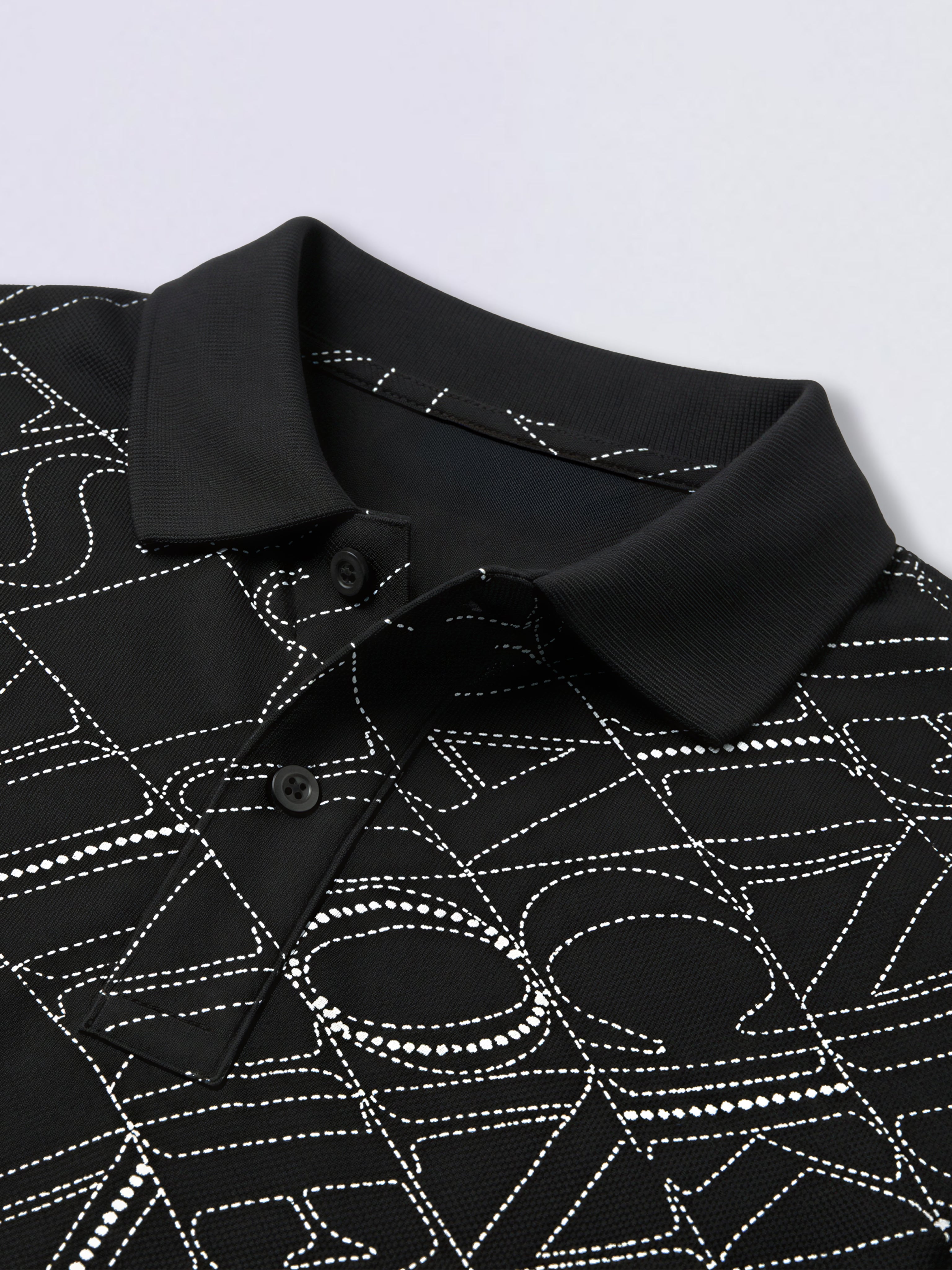 Boys Black Printed Cotton Polo