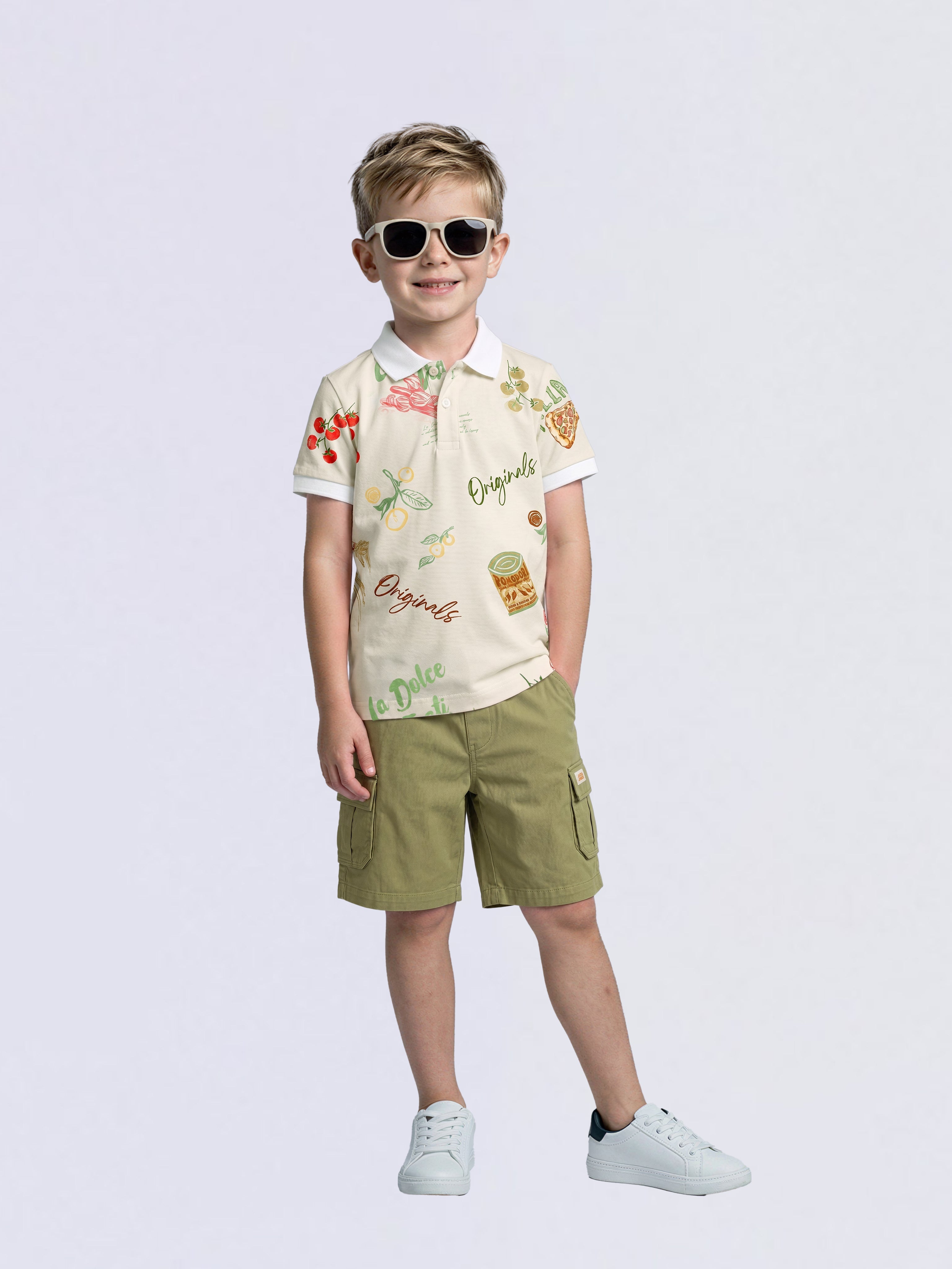 Boys Printed Cotton Polo