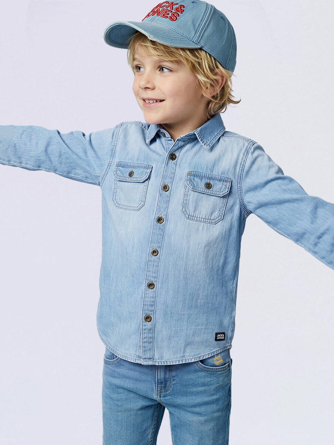 Boys Light Blue Cotton Denim Shirt