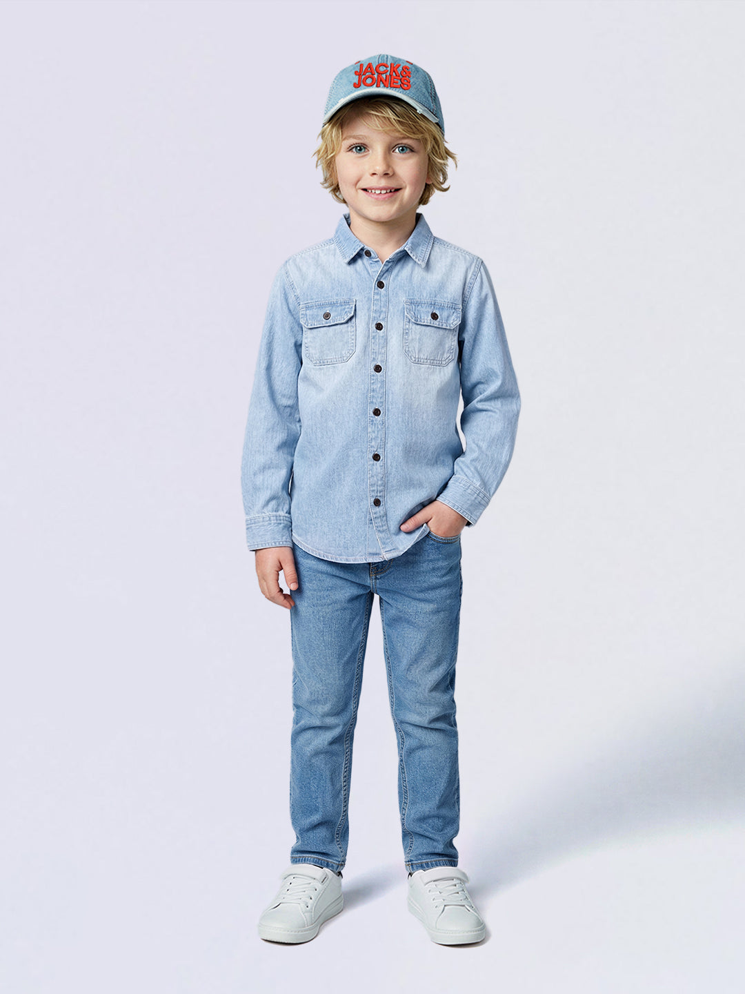 Boys Light Blue Cotton Denim Shirt
