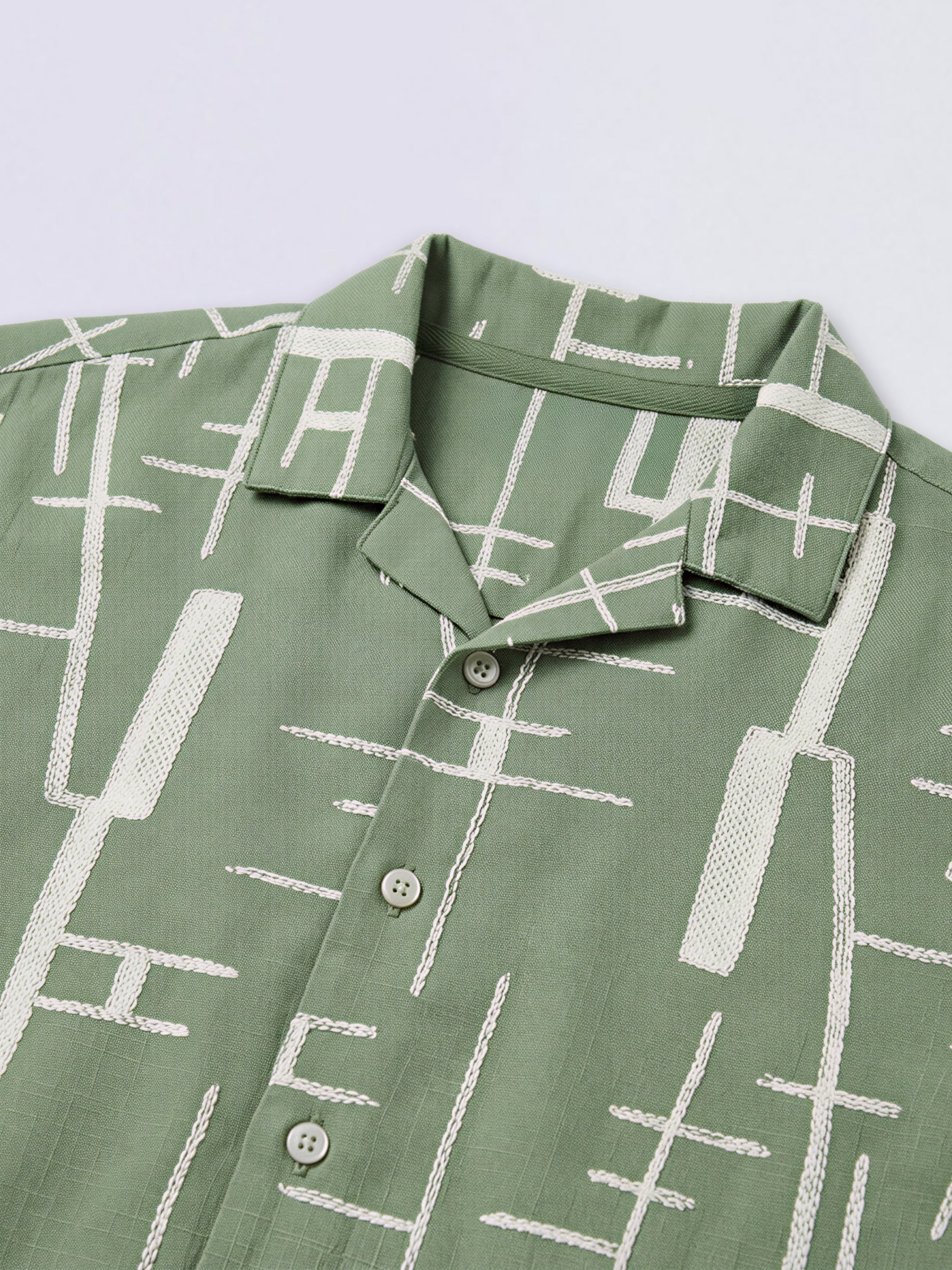 Boys Green Embroidered Cotton Shirt