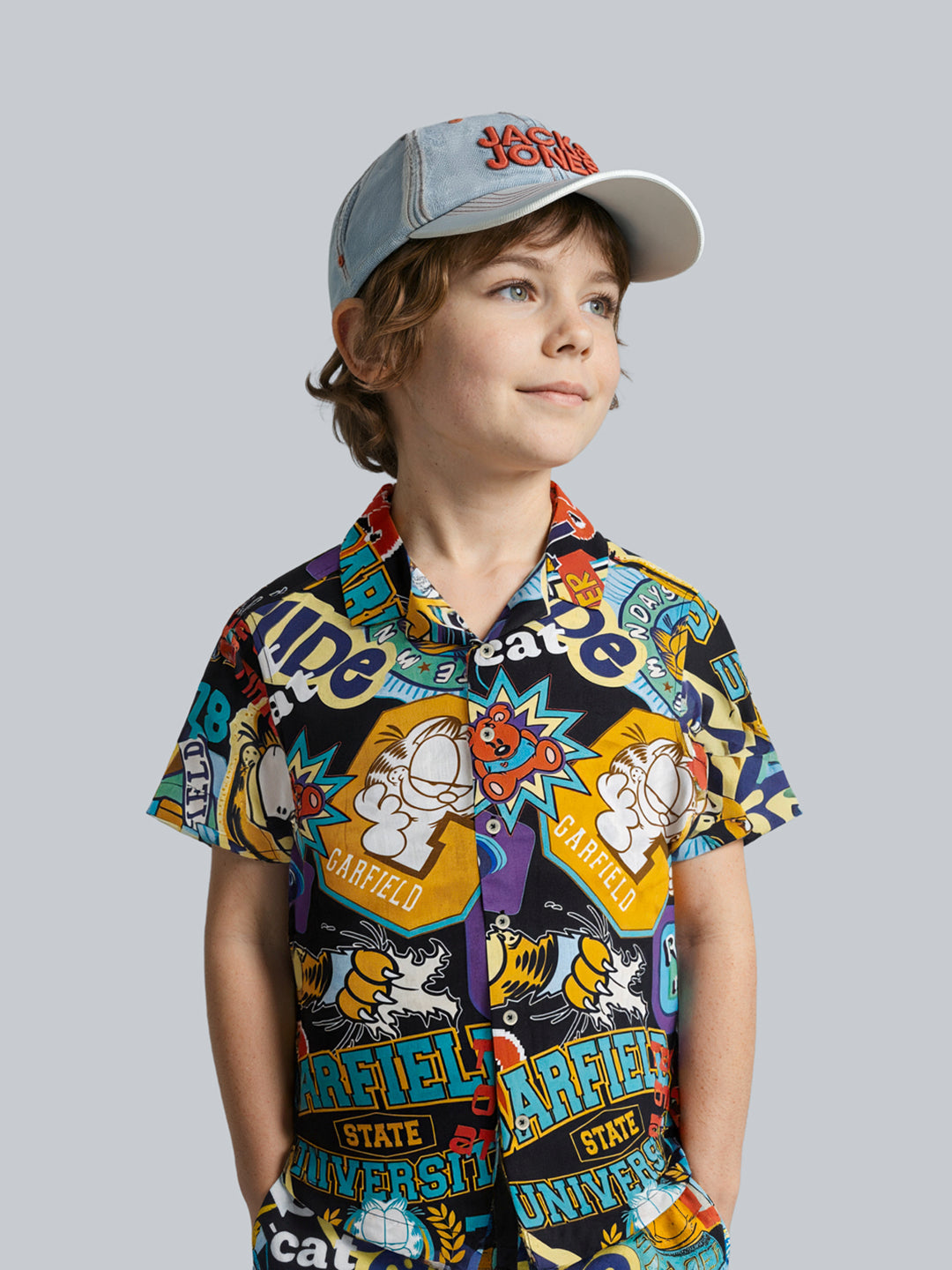 Boys Green Garfield Print Shirt