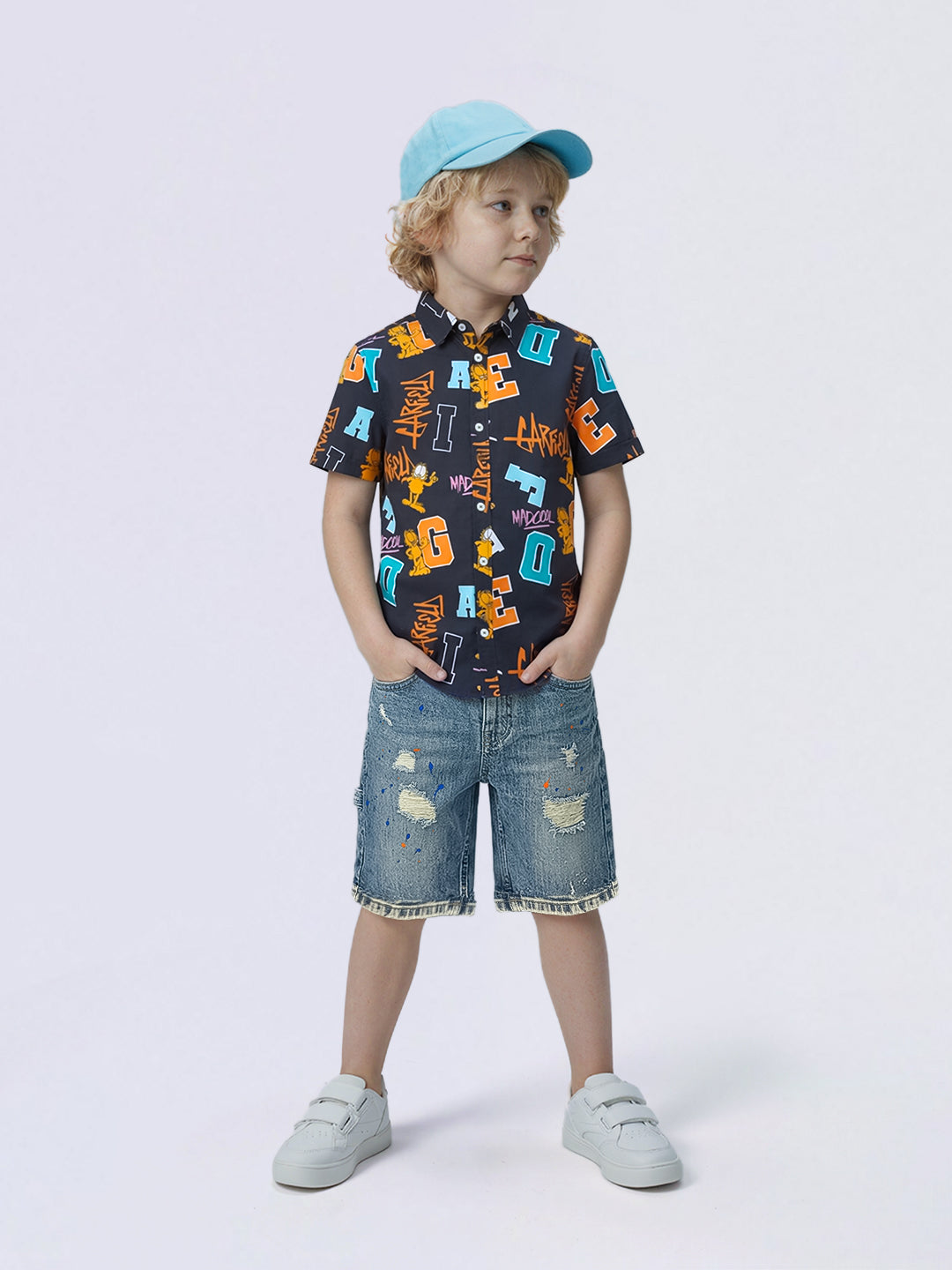 Boys Garfield Print Cotton Shirt