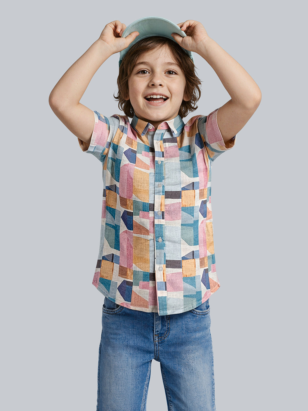 Boys Geometric Print Cotton Shirt