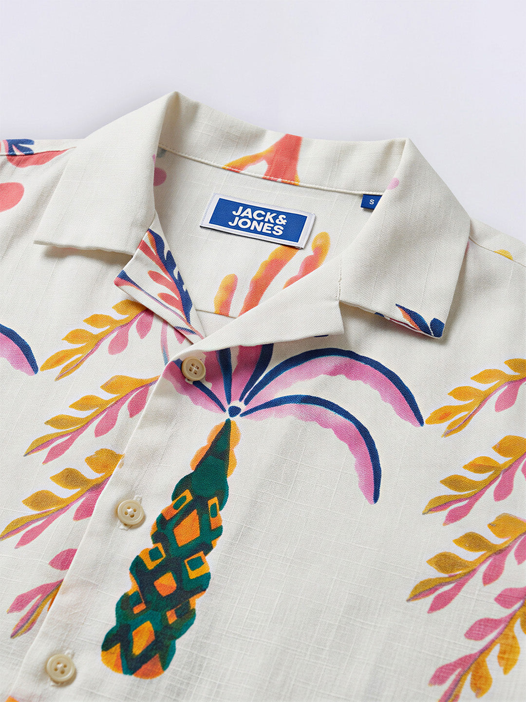 Boys White Printed Cotton Shirt