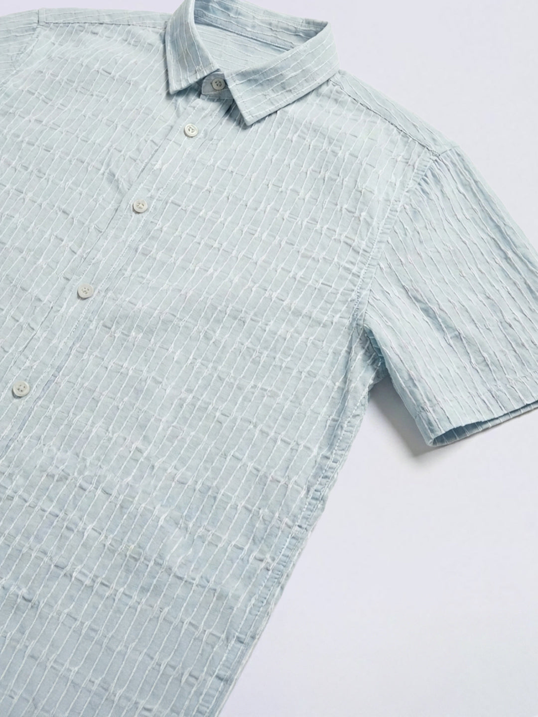 Boys Blue Dobby Short Sleeves Shirt