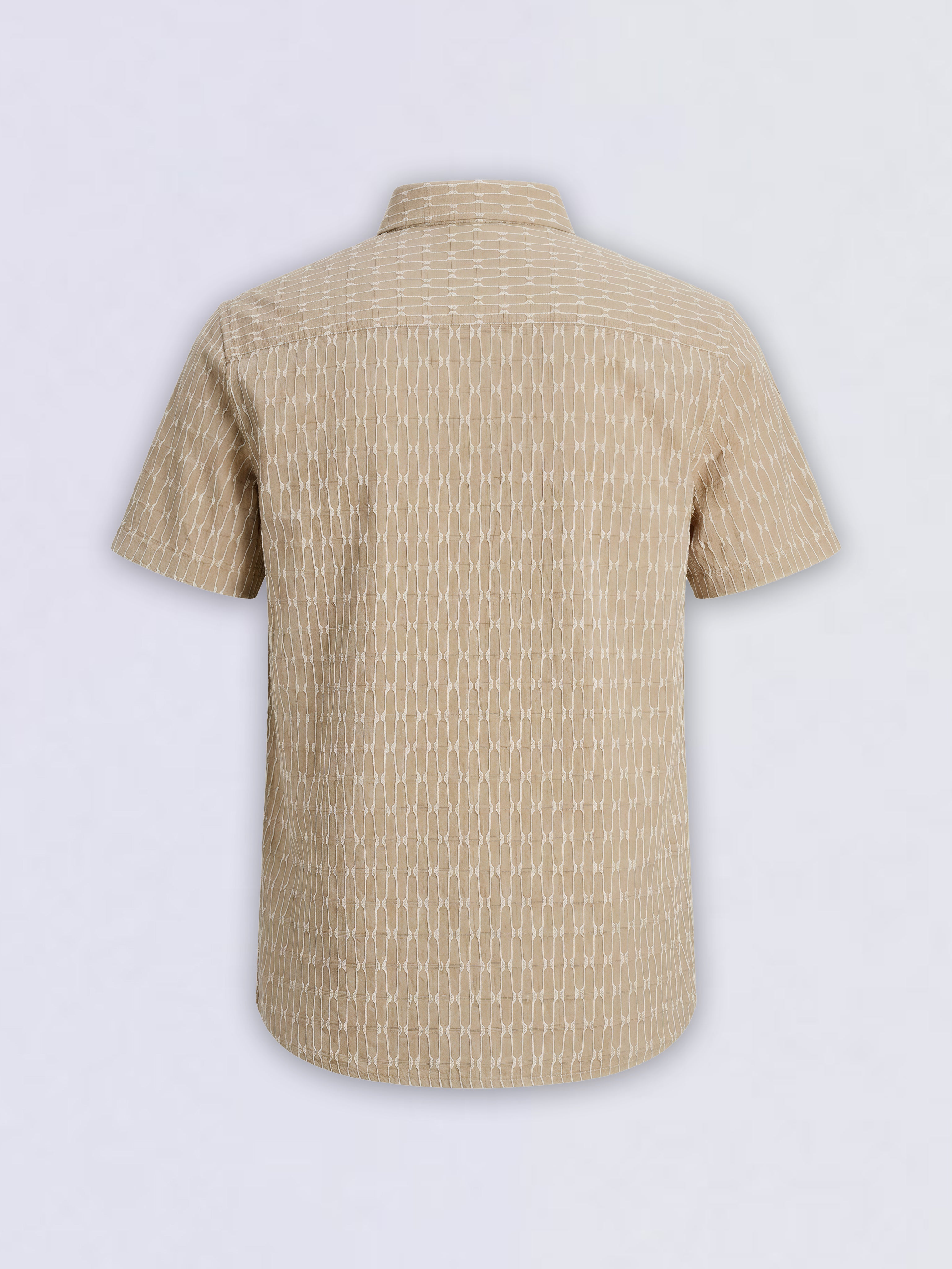 Boys Beige Dobby Short Sleeves Shirt