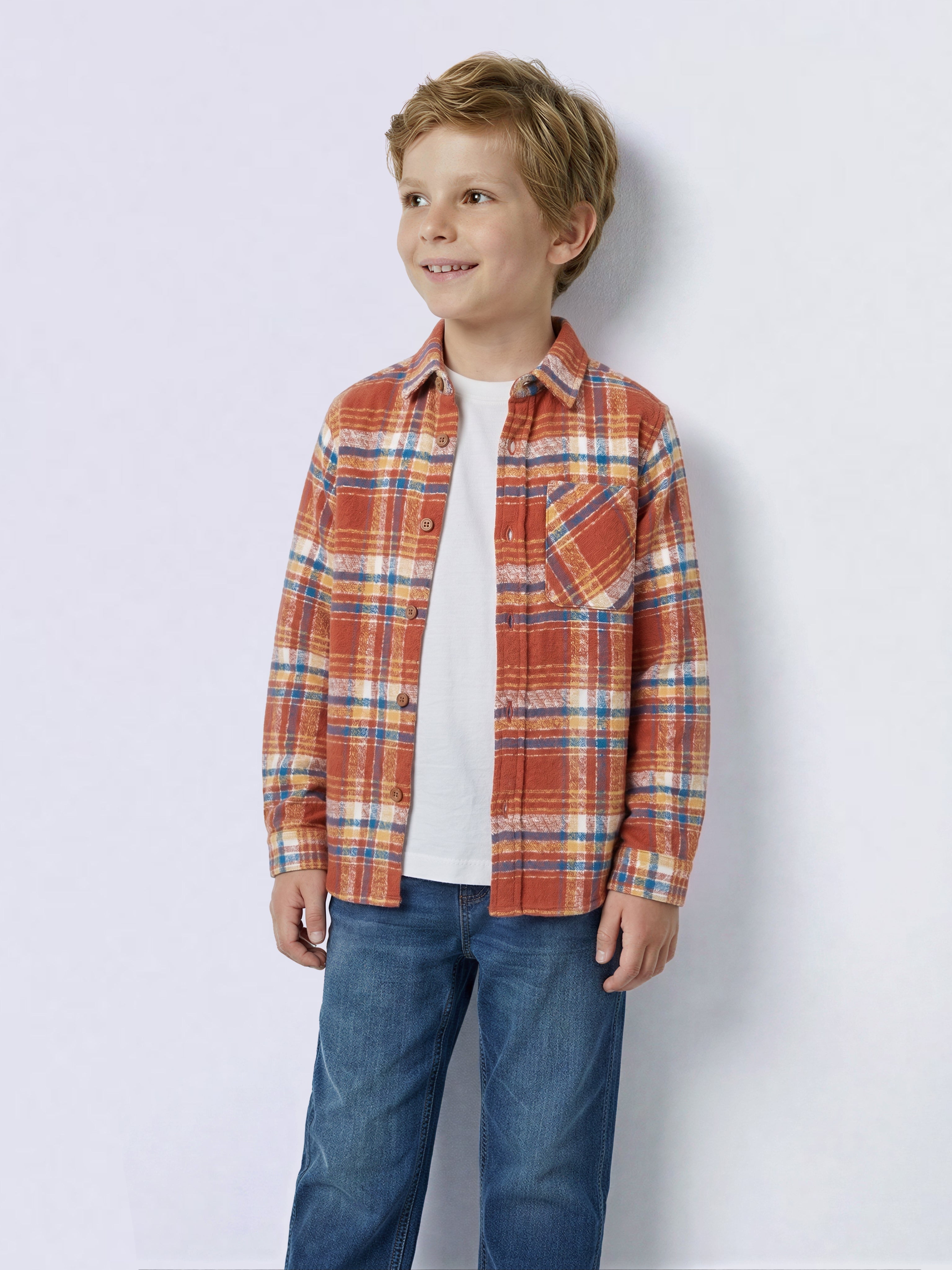 Boys Red Check Print Shirt
