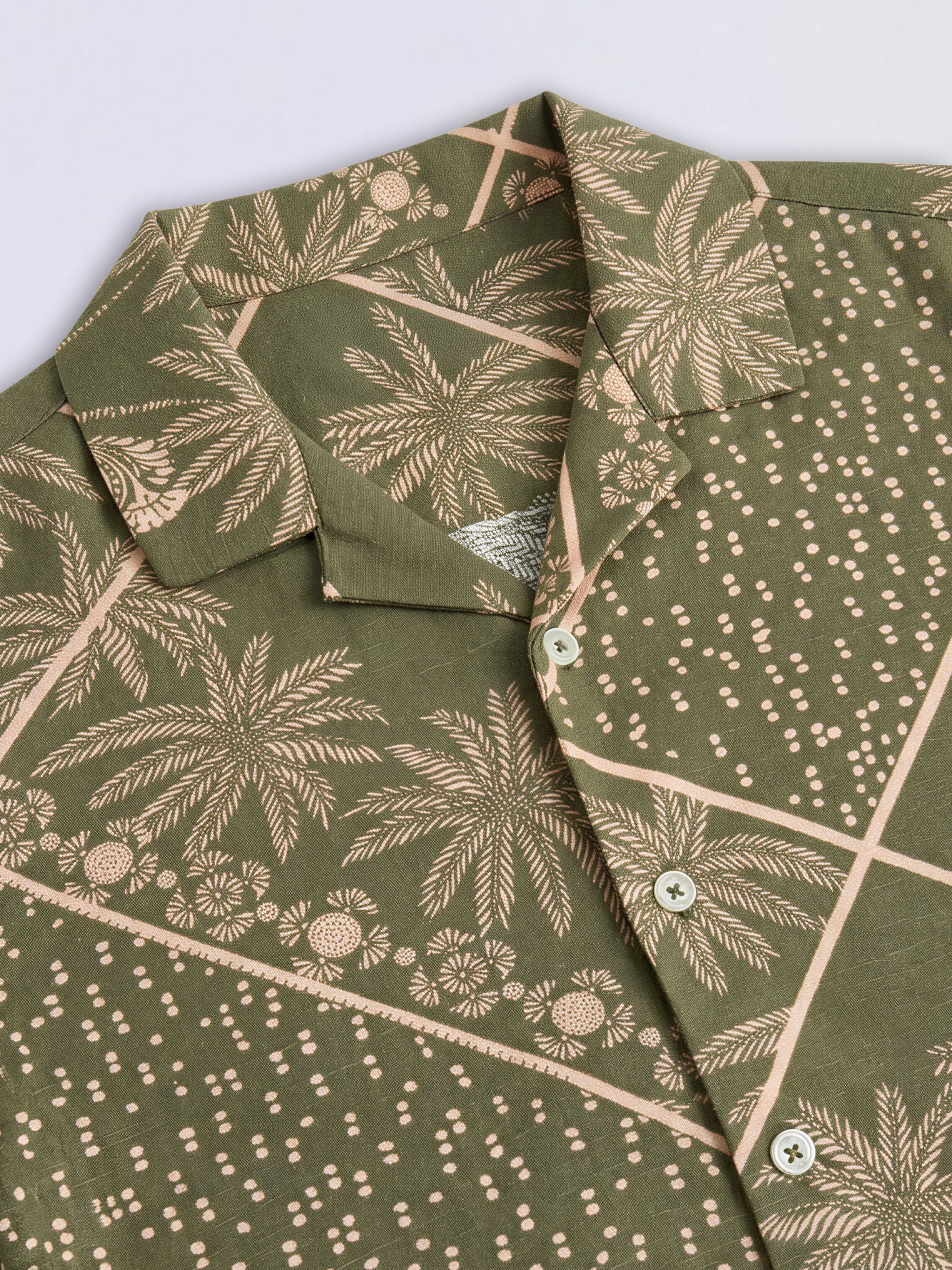 Boys Green Tropical Print Shirt