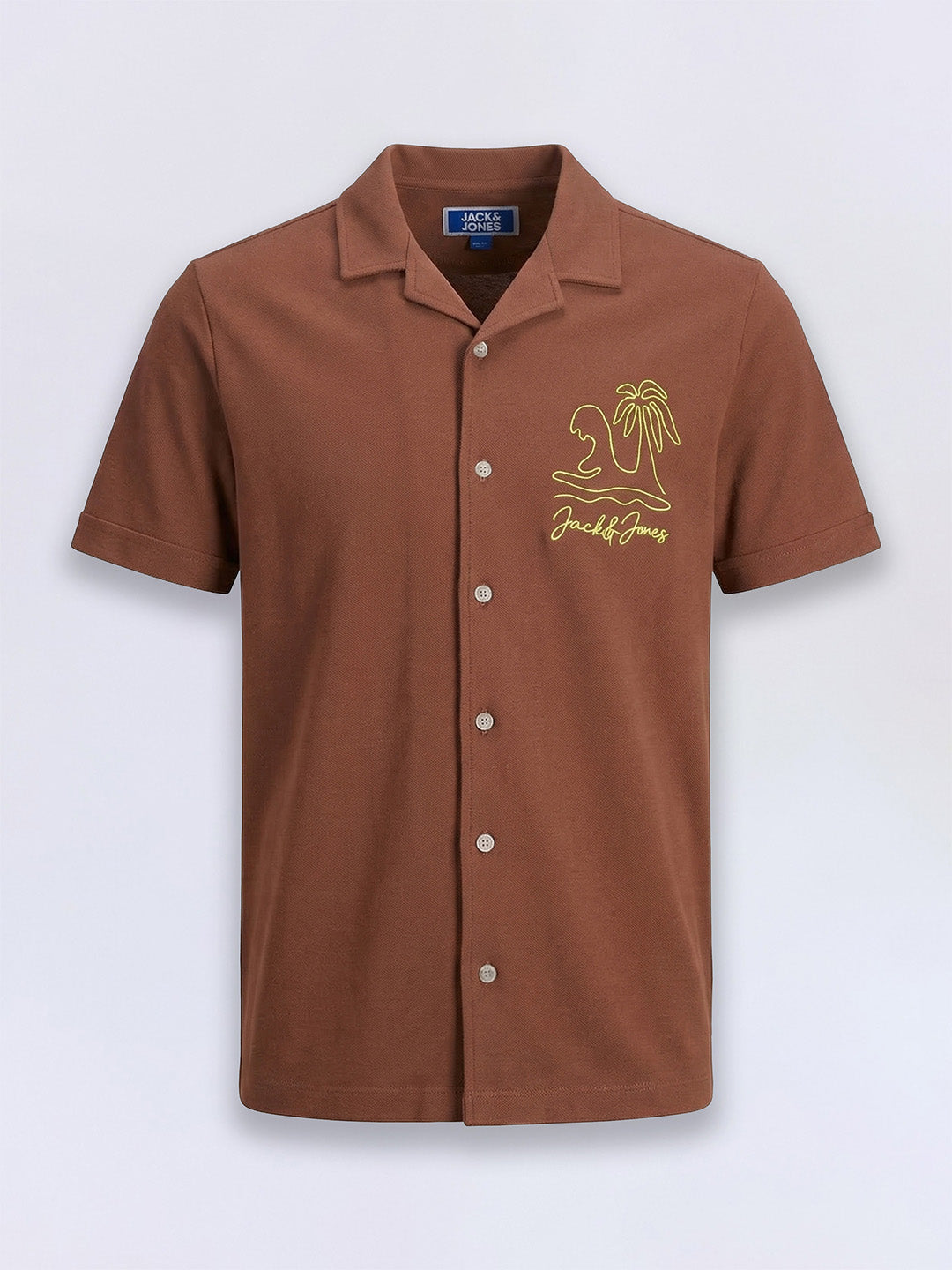 Boys Brown Cotton Printed Shirt