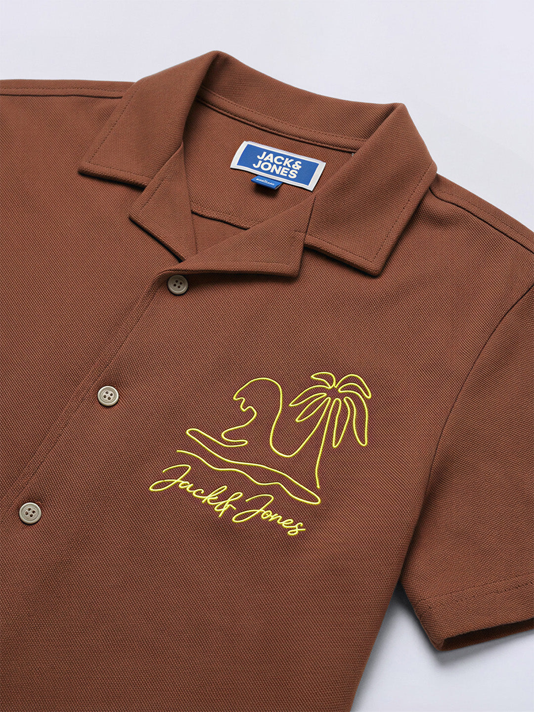 Boys Brown Cotton Printed Shirt