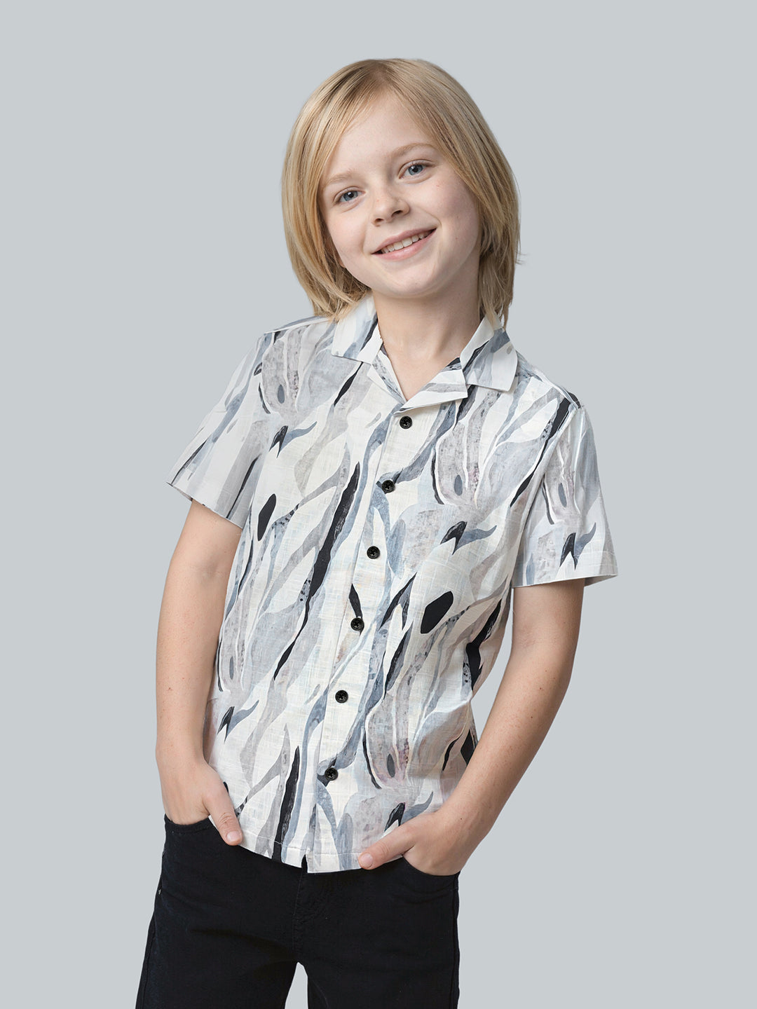 Boys Printed Resort Collar Shirt