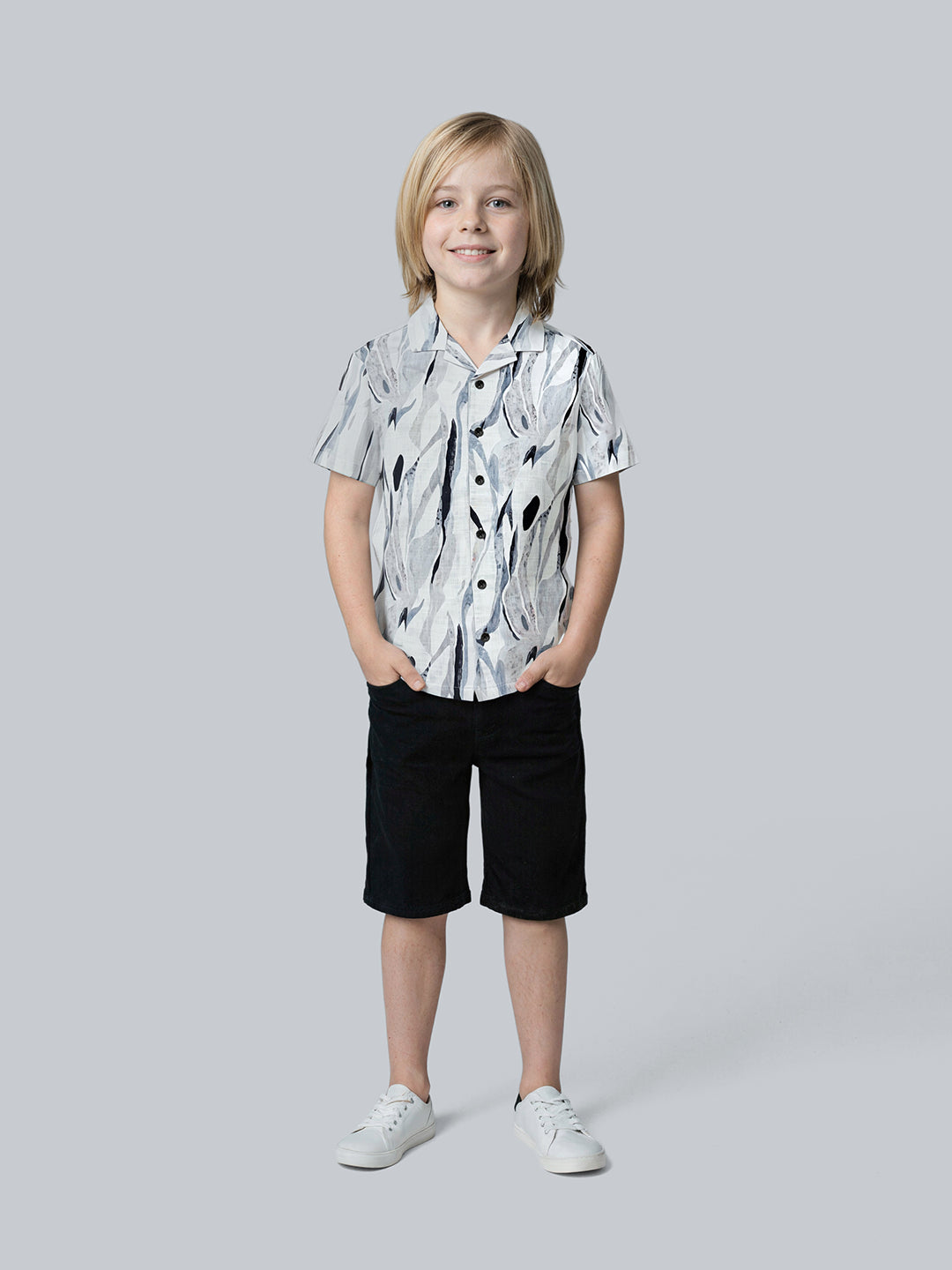 Boys Printed Resort Collar Shirt