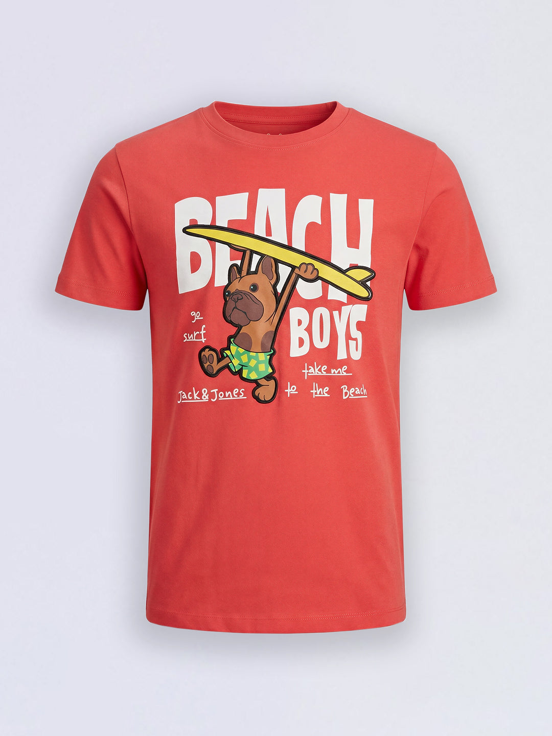 Boys Red Printed Cotton T-Shirt