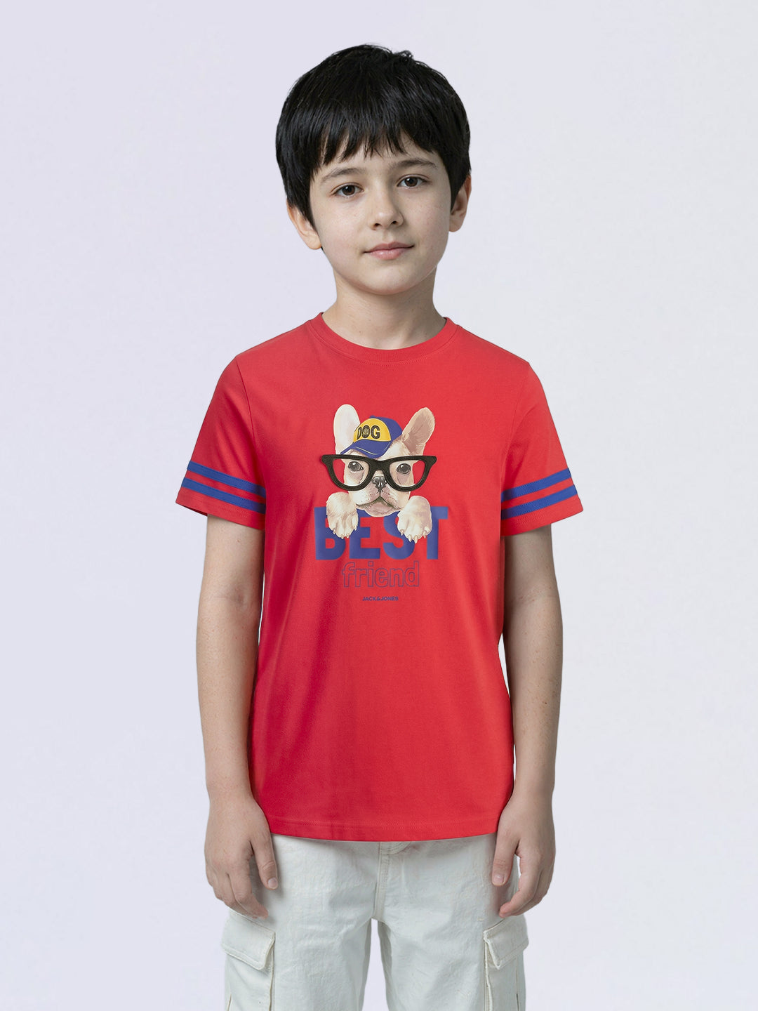 Boys Red Doggo Printed Cotton T-Shirt