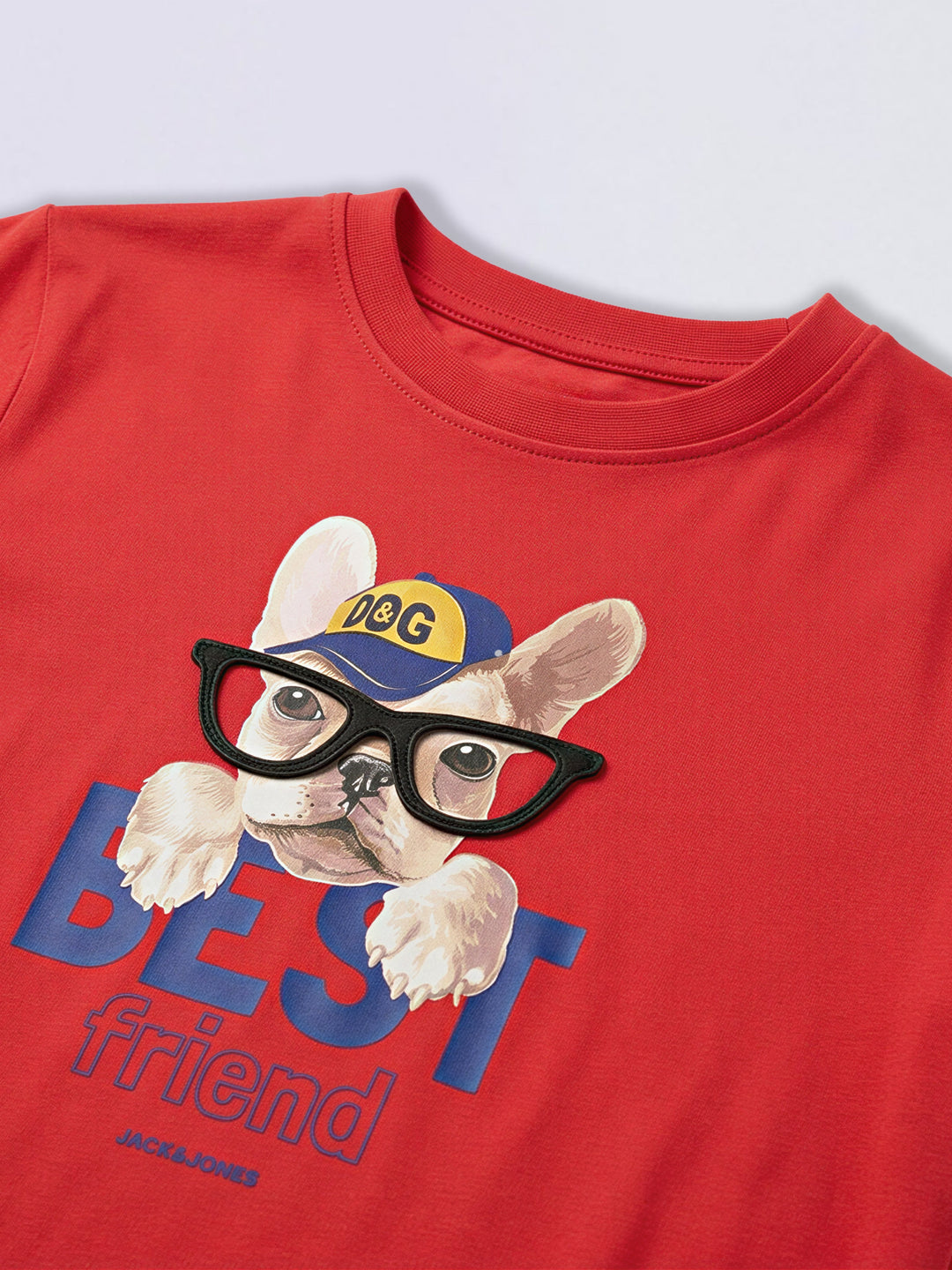 Boys Red Doggo Printed Cotton T-Shirt