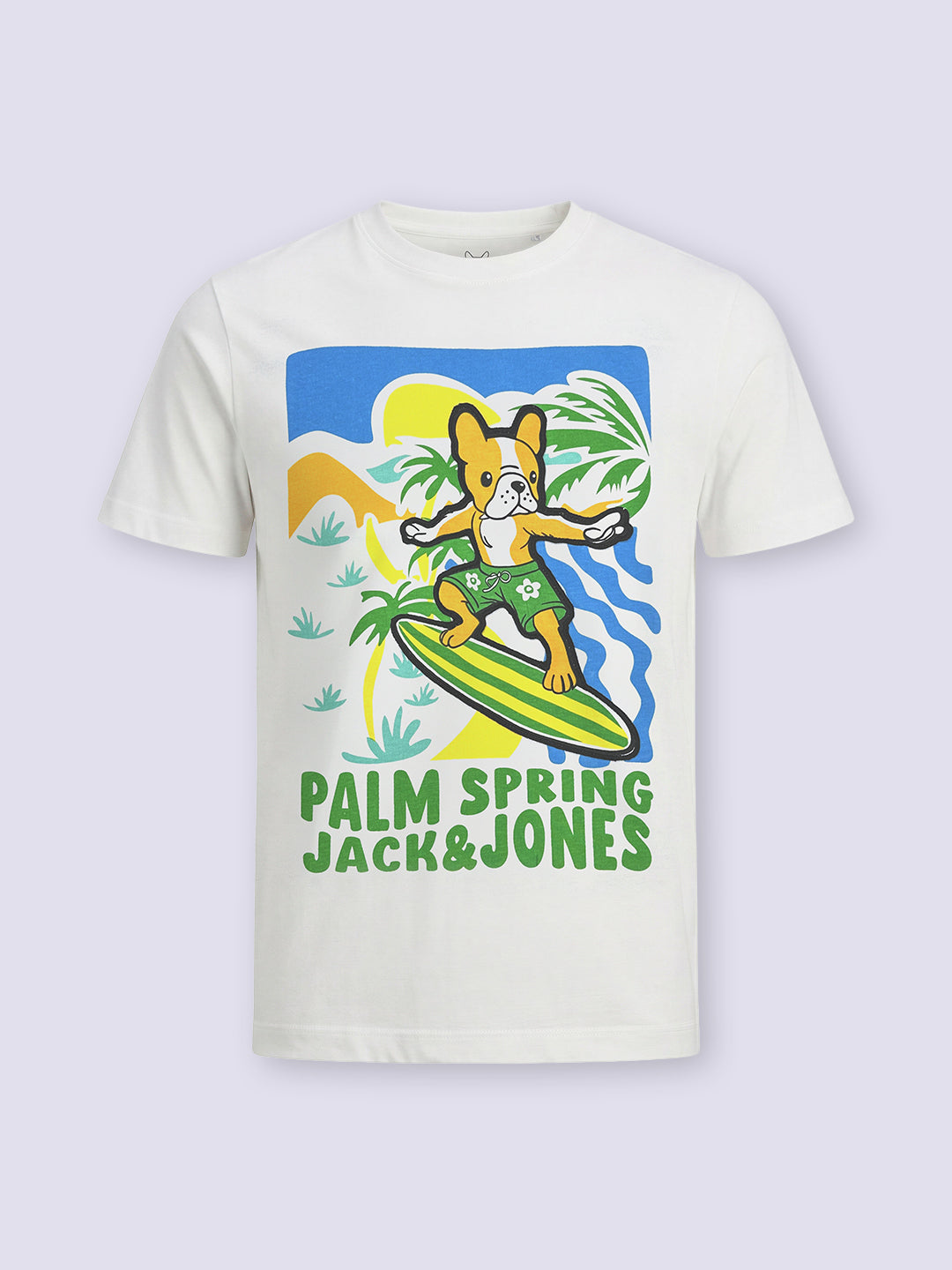 Boys White Printed Cotton T-shirt