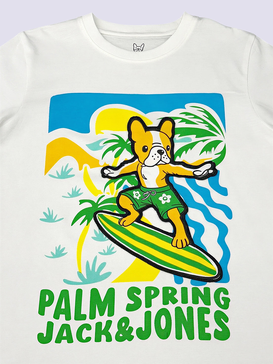 Boys White Printed Cotton T-shirt