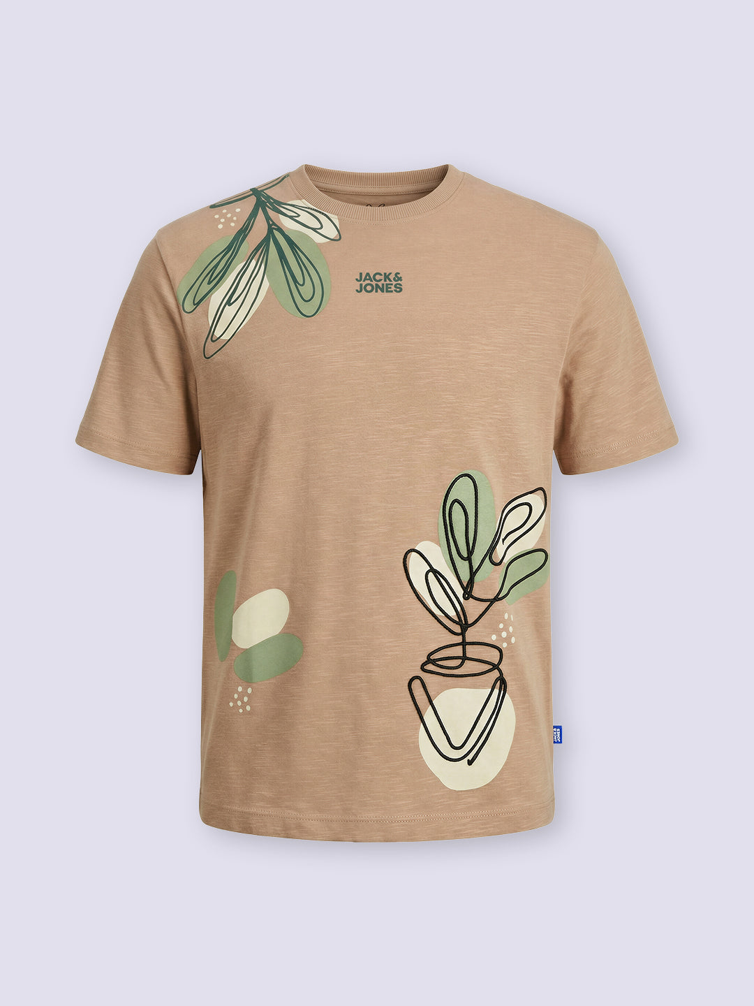 Boys Taupe Embroidered Cotton T-Shirt