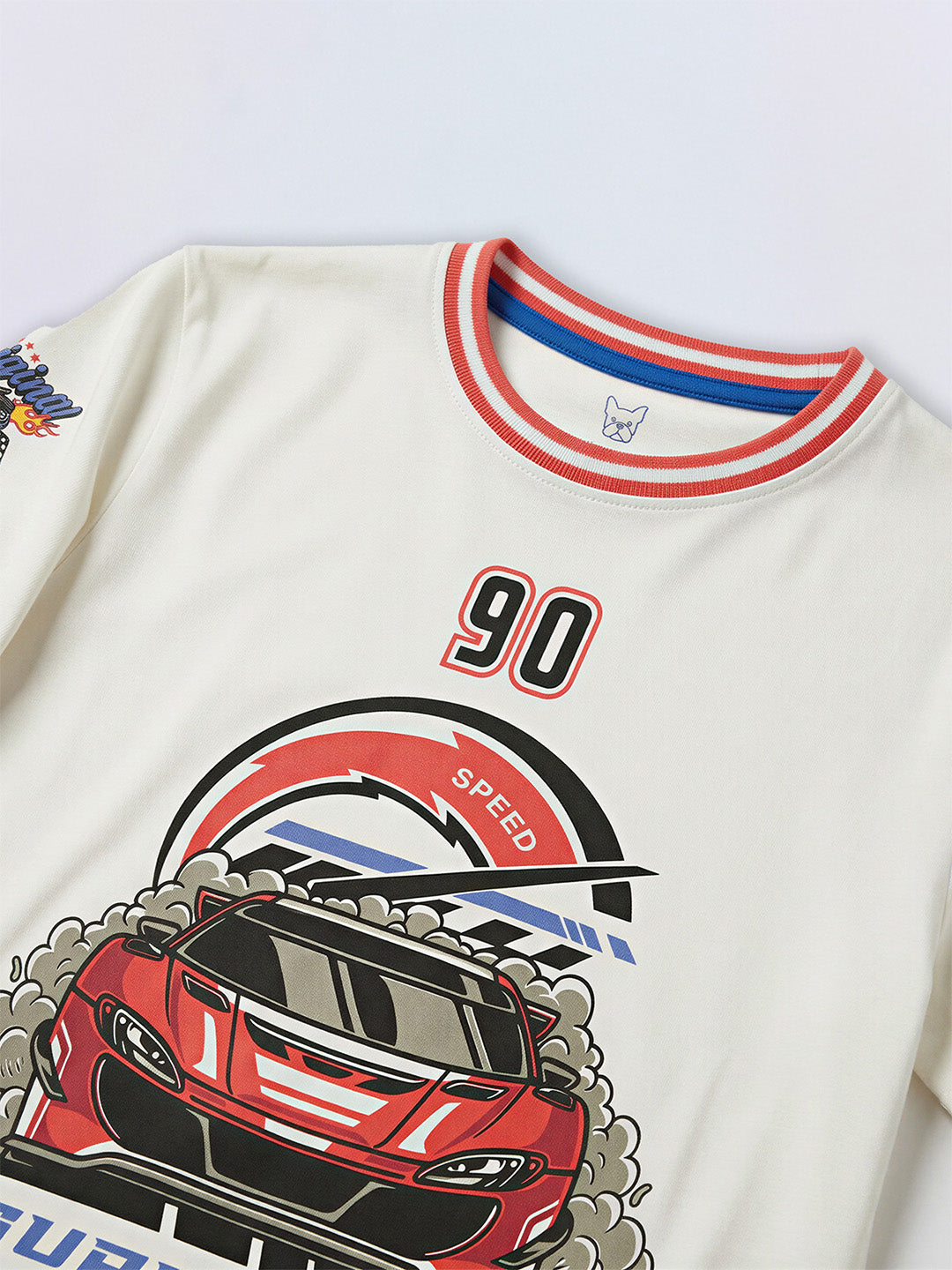 Boys White Printed Cotton T-shirt