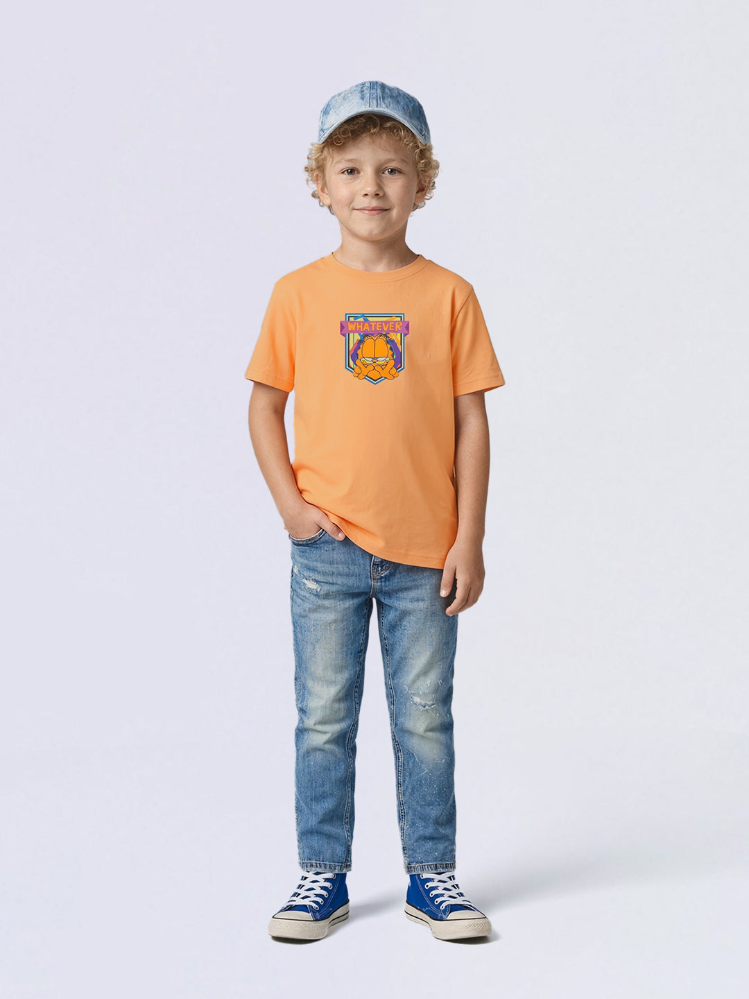 Boys Orange Garfield Print Oversized T-shirt