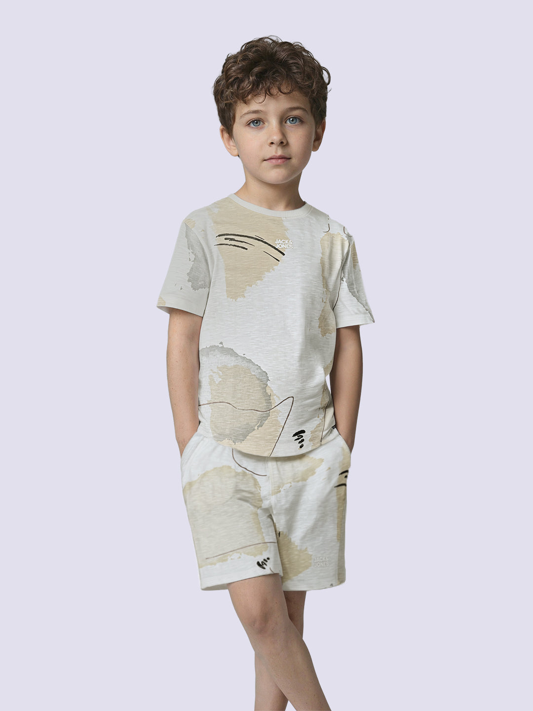 Boys White Printed Oversized T-shirt