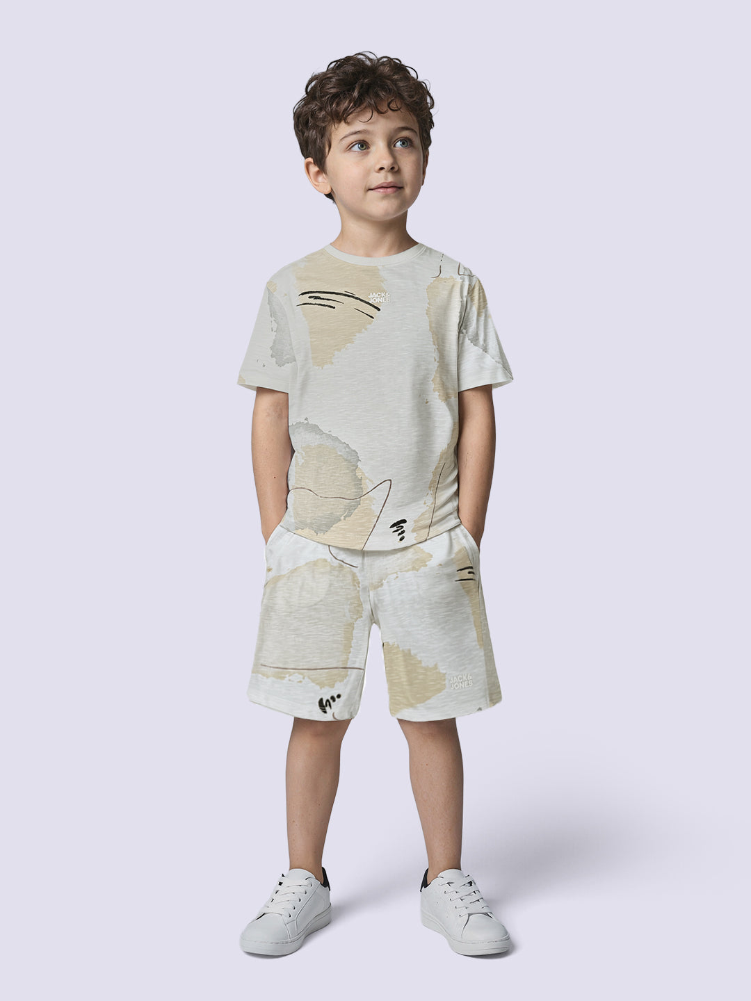 Boys White Printed Oversized T-shirt