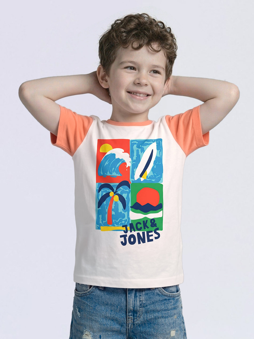 Boys Colourblocked Printed T-shirt