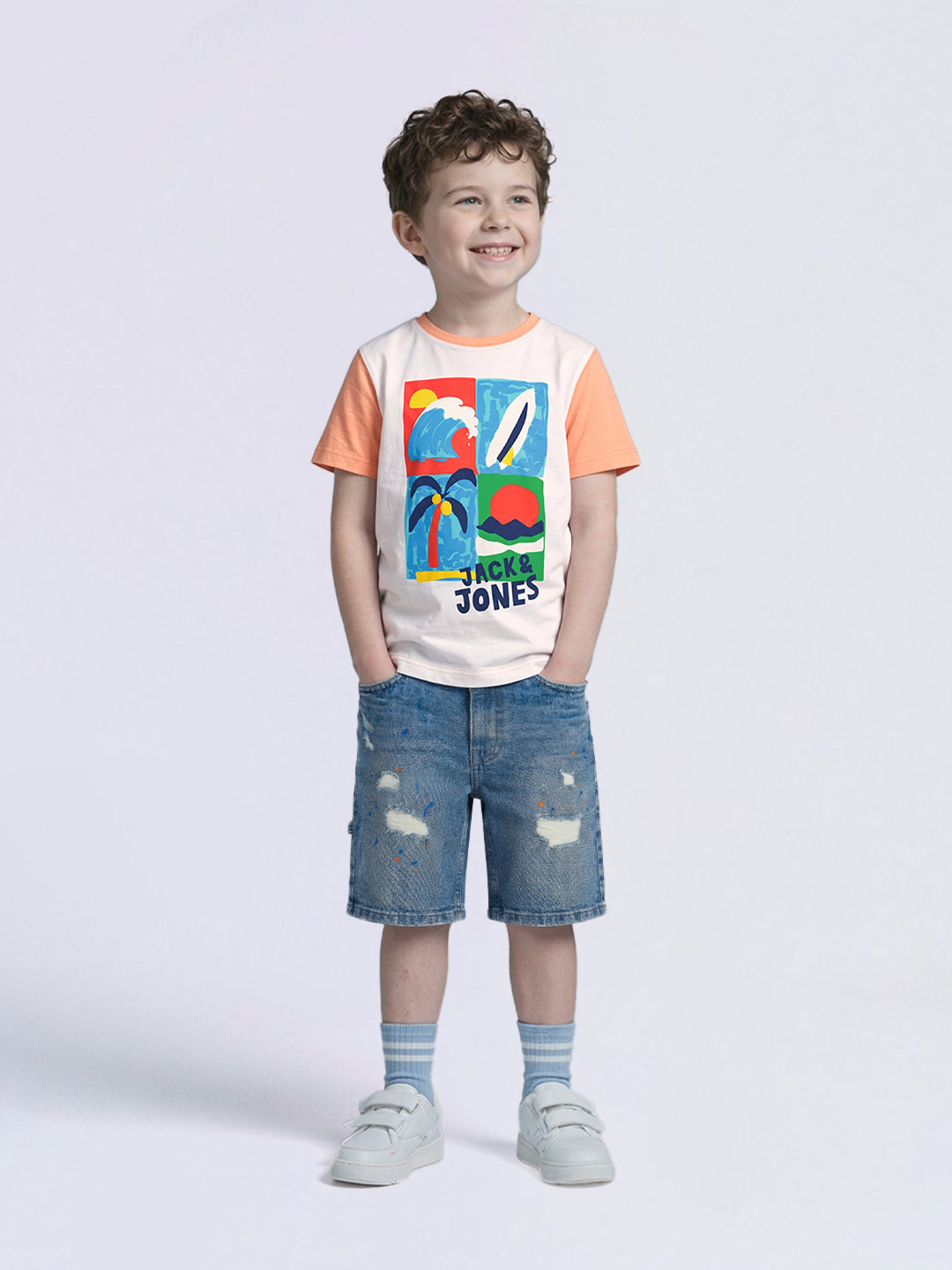 Boys Colourblocked Printed T-shirt