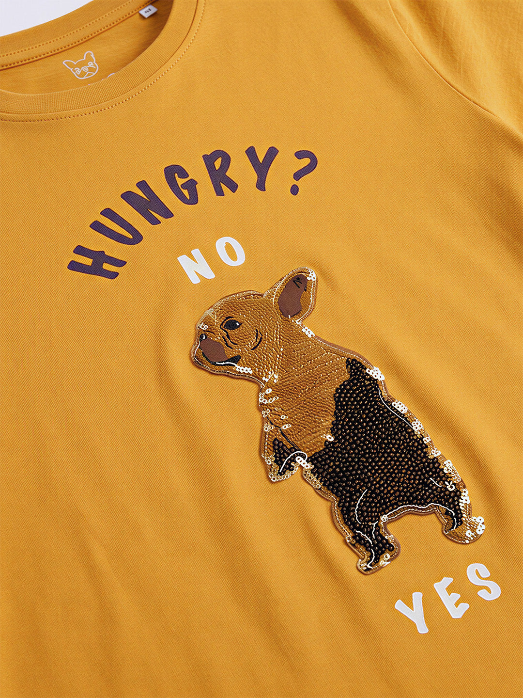 Boys Yellow Embellished Printed T-shirt